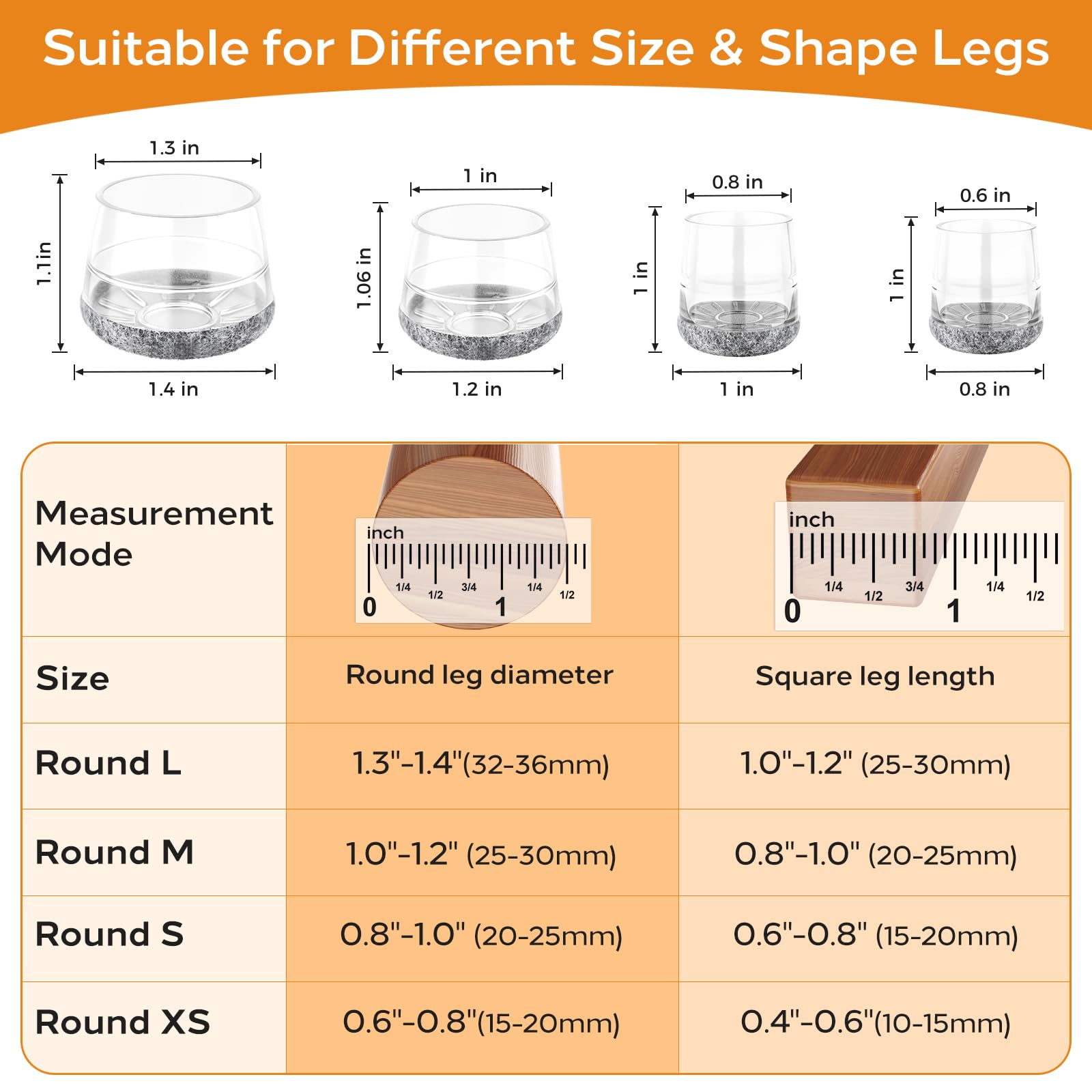 24 PCS Silicone Chair Leg Floor Protectors Extra Small (24 Count)