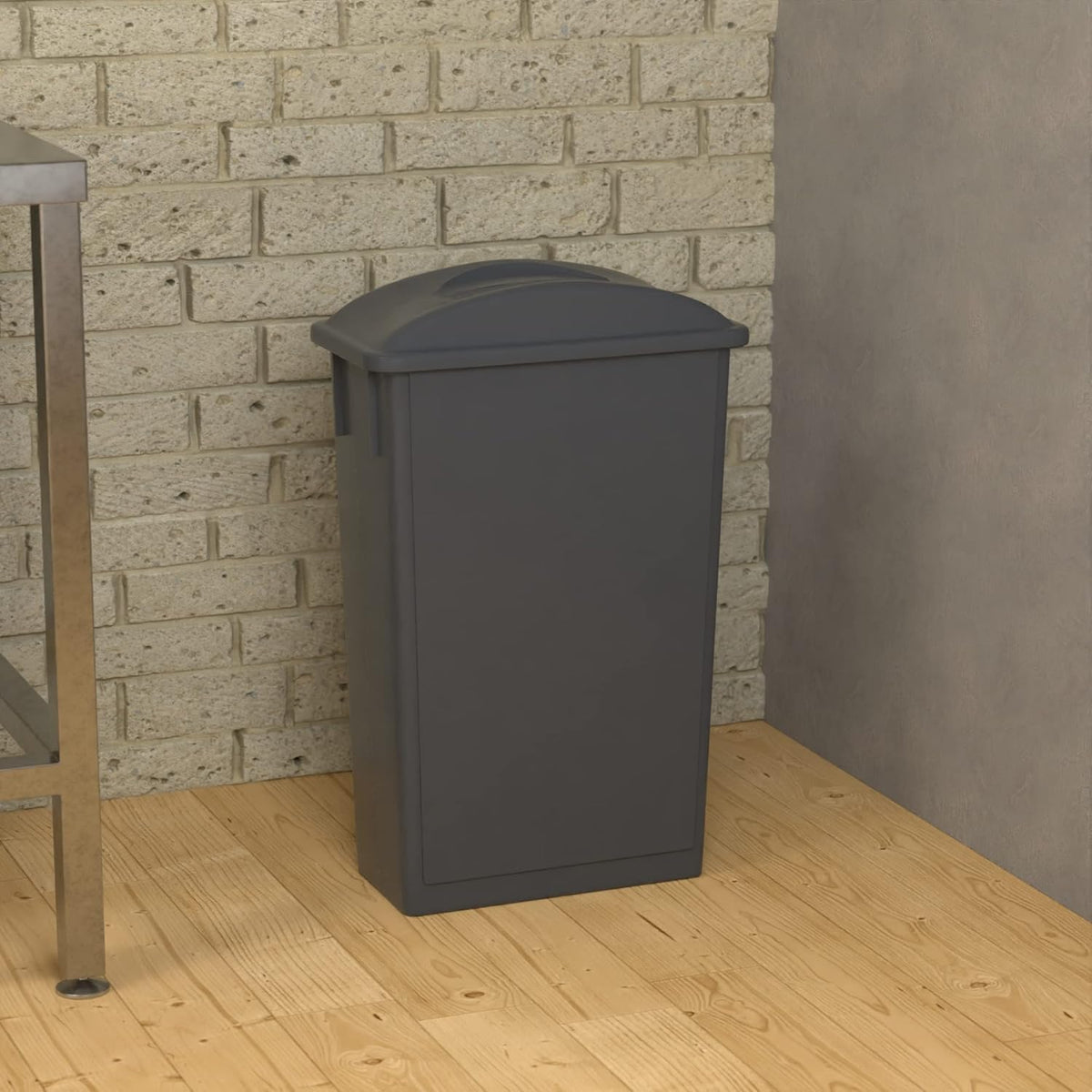 23 Gallon Gray Slim Jim Trash Can with Flat Lid with Handle