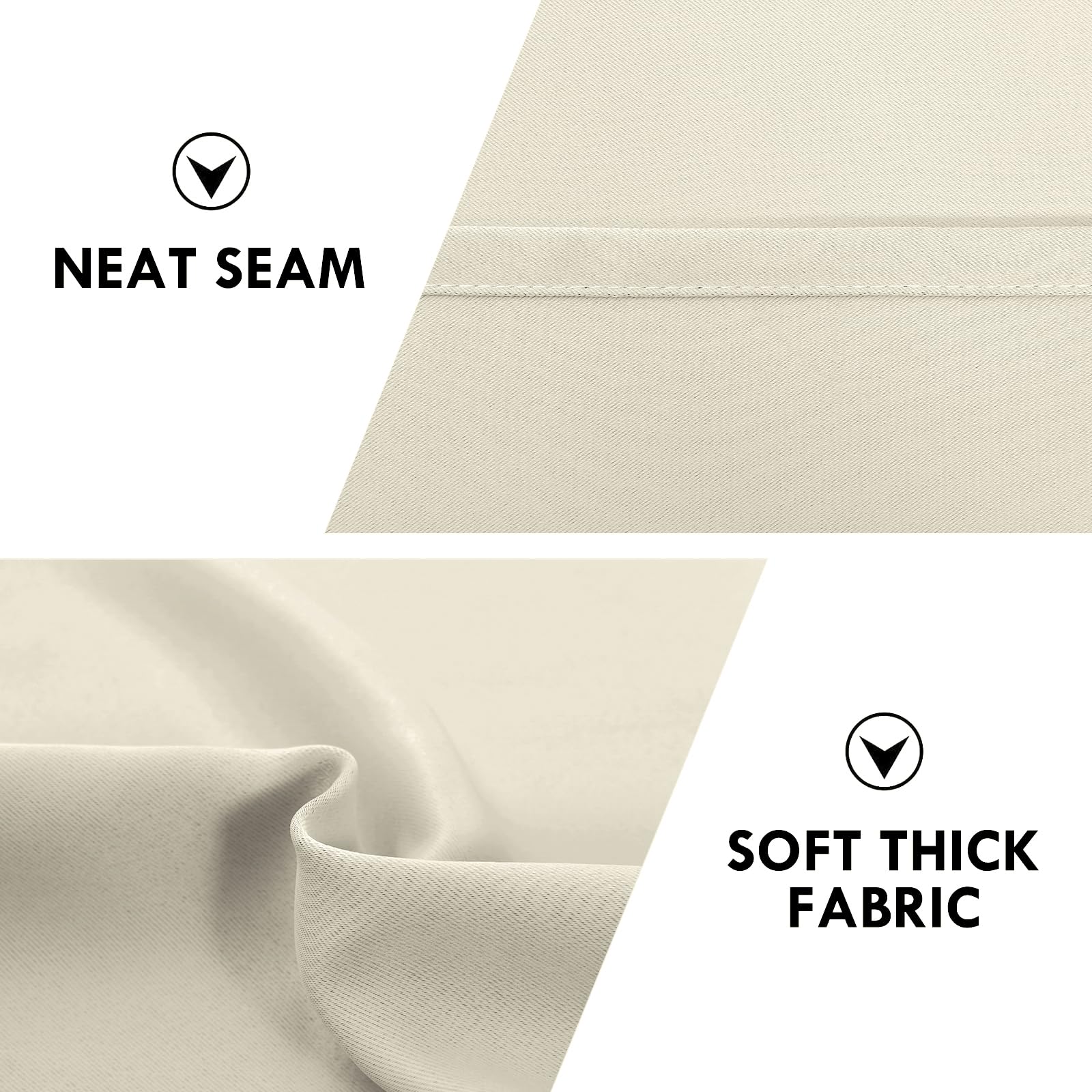 Blackout Curtains for Bedroom 42 x 54 Inch Long Light Beige 2 Panels (2 Count)
