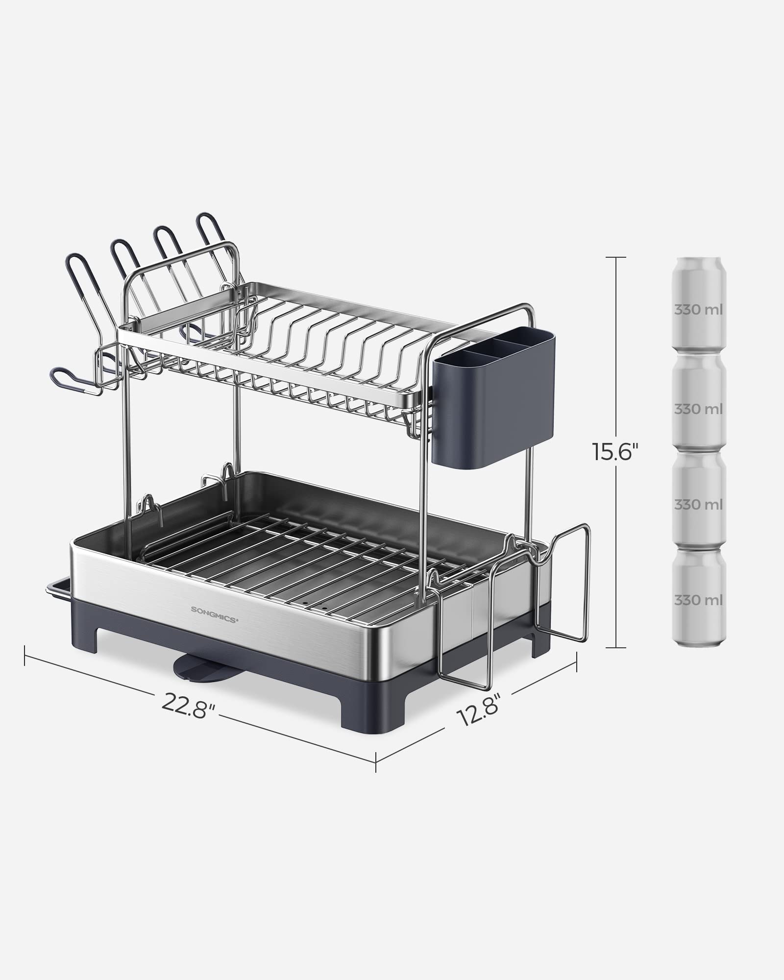 2 Tier Dish Drying Rack for Kitchen Counter