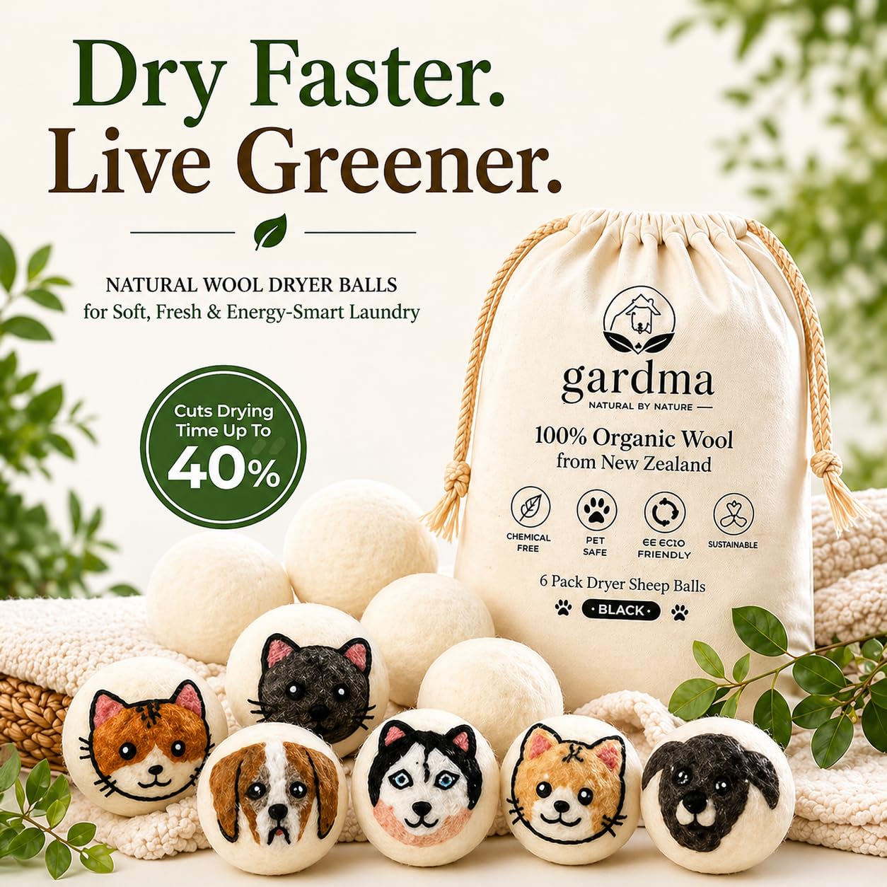 Wool Dryer Balls XL 6 (6 Count)