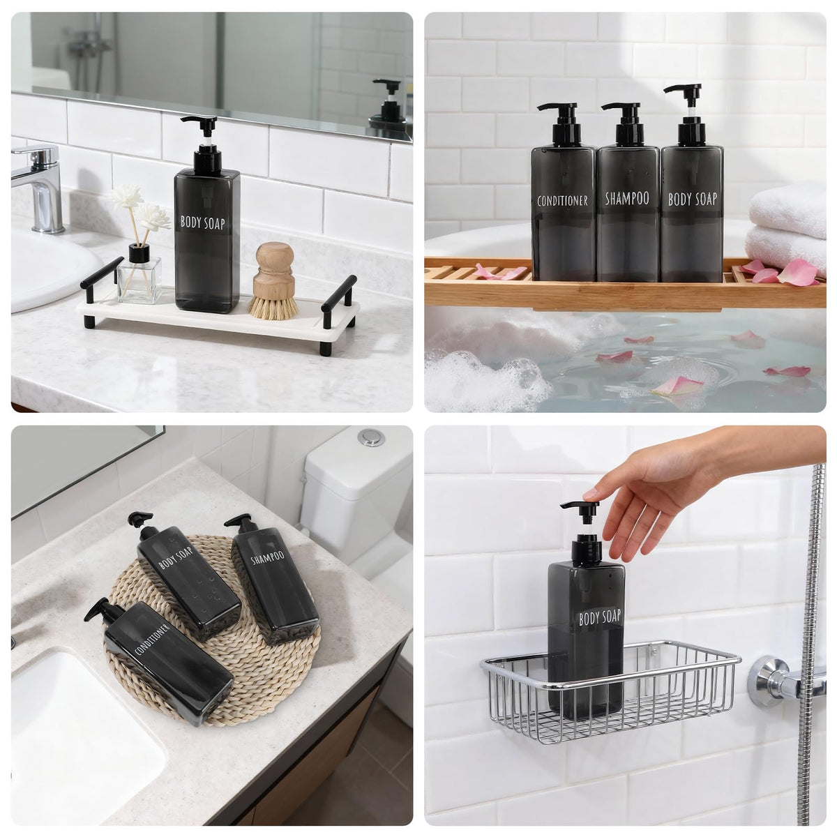16.9oz Black Shampoo and Conditioner Dispenser (3 Count)