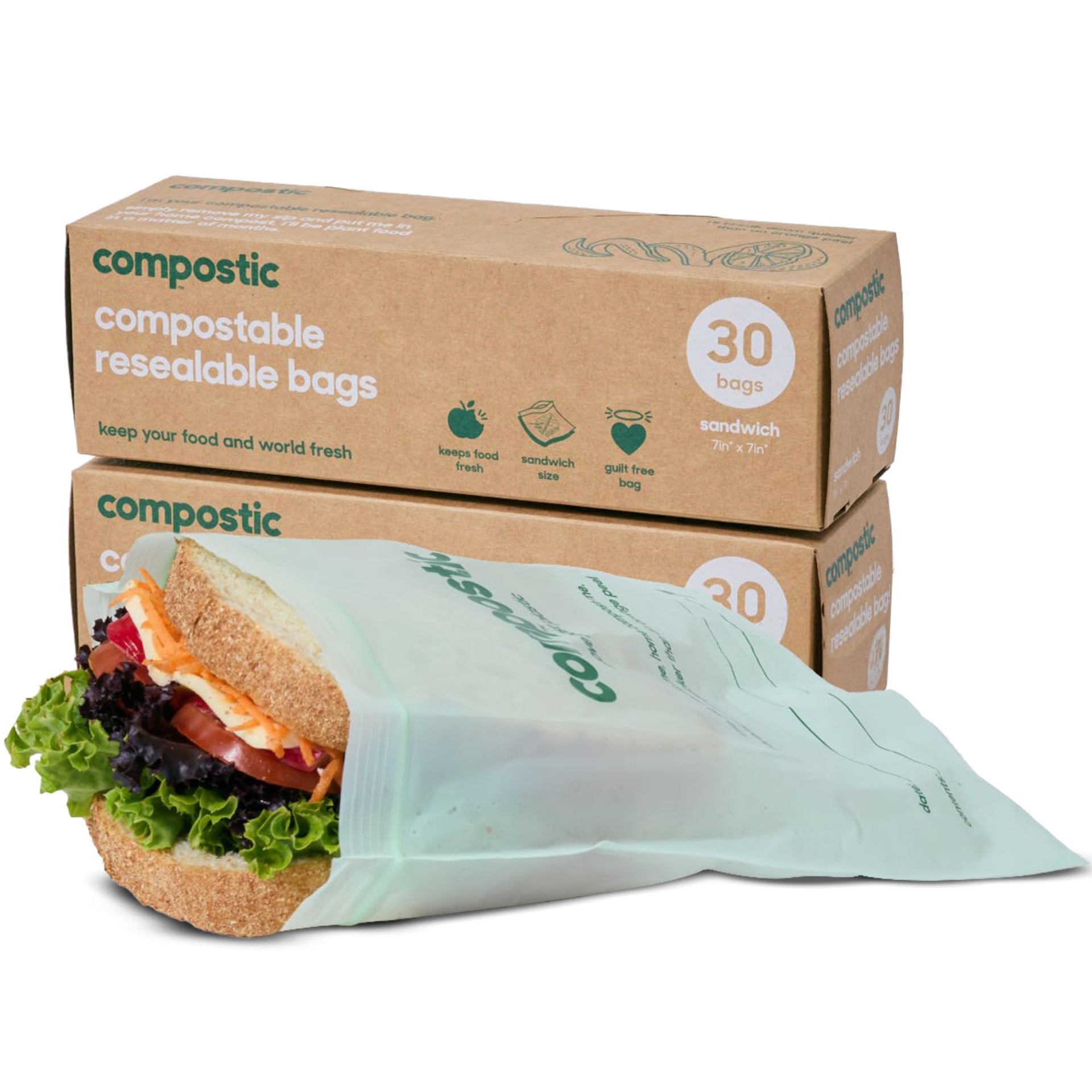 Compostable XL Sandwich Bags (60 Count)