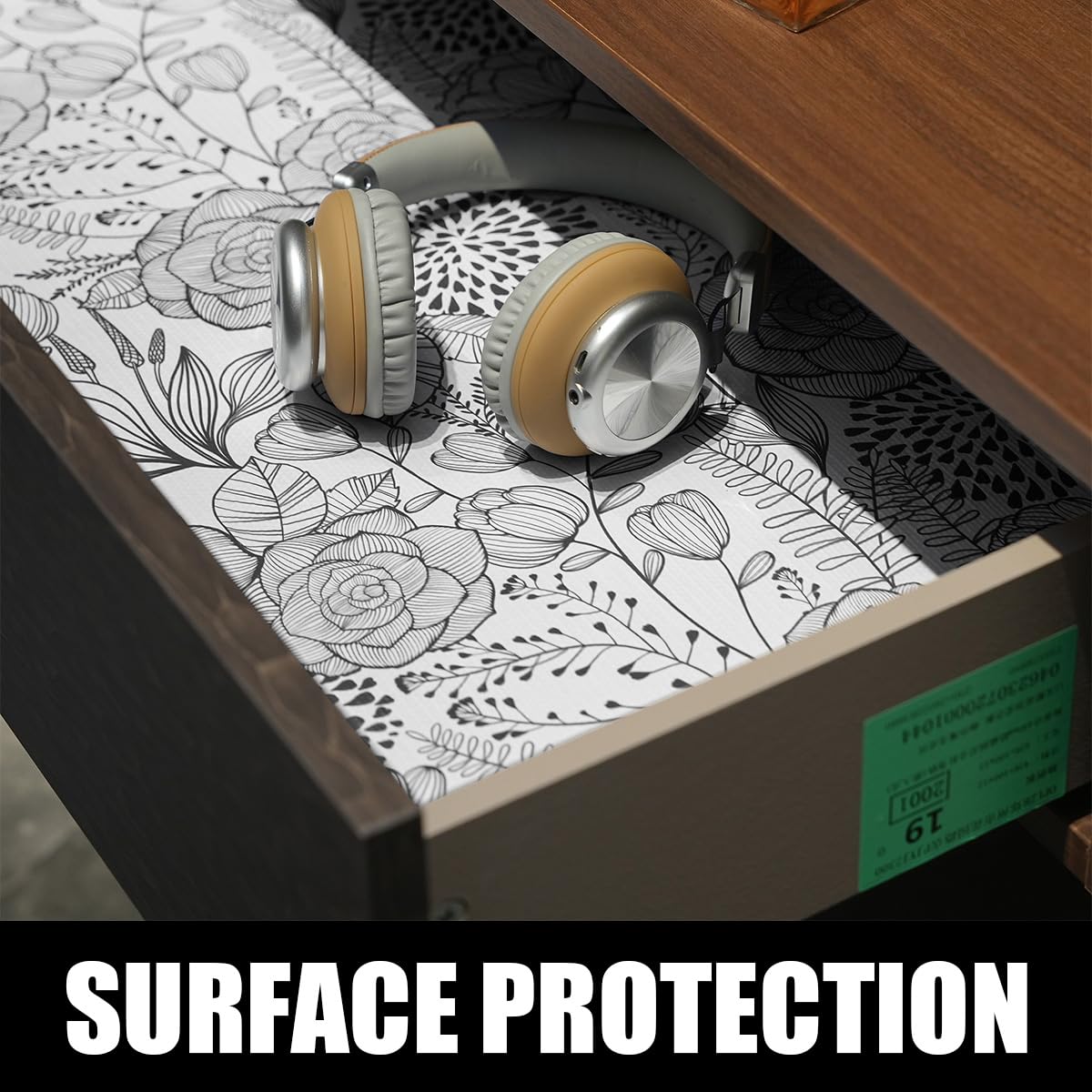 Floral Drawer and Shelf Liner for Kitchen 12IN x 20FT (2834.4 sq in)