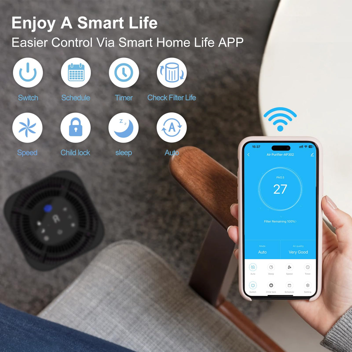 Air Purifier for Home Bedroom Up to 2200 Ft²