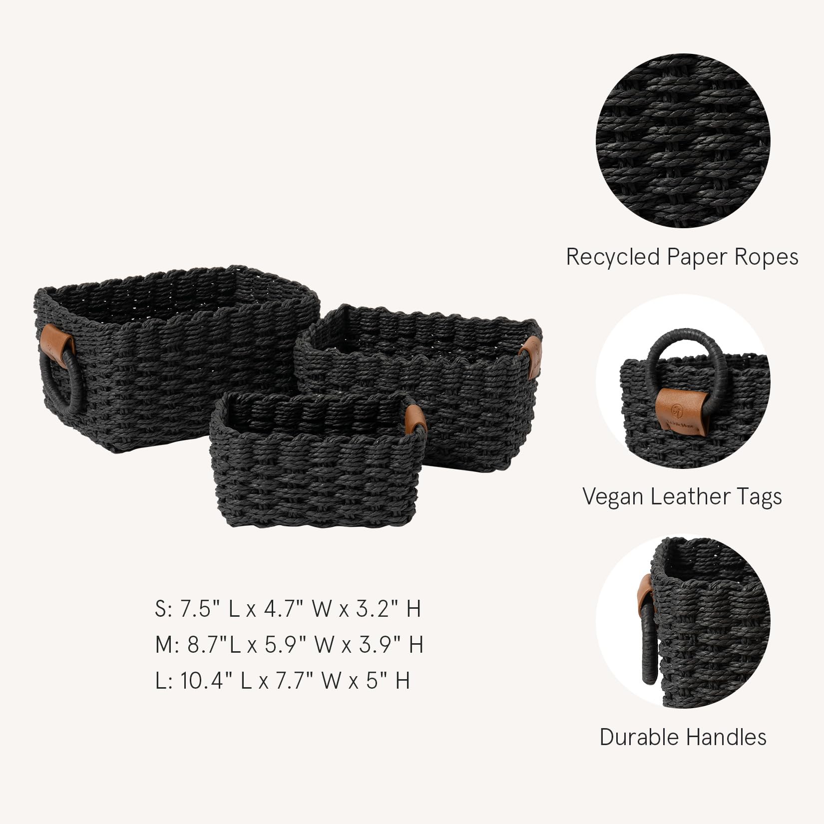 Small Wicker Baskets for Organizing (3 Count)