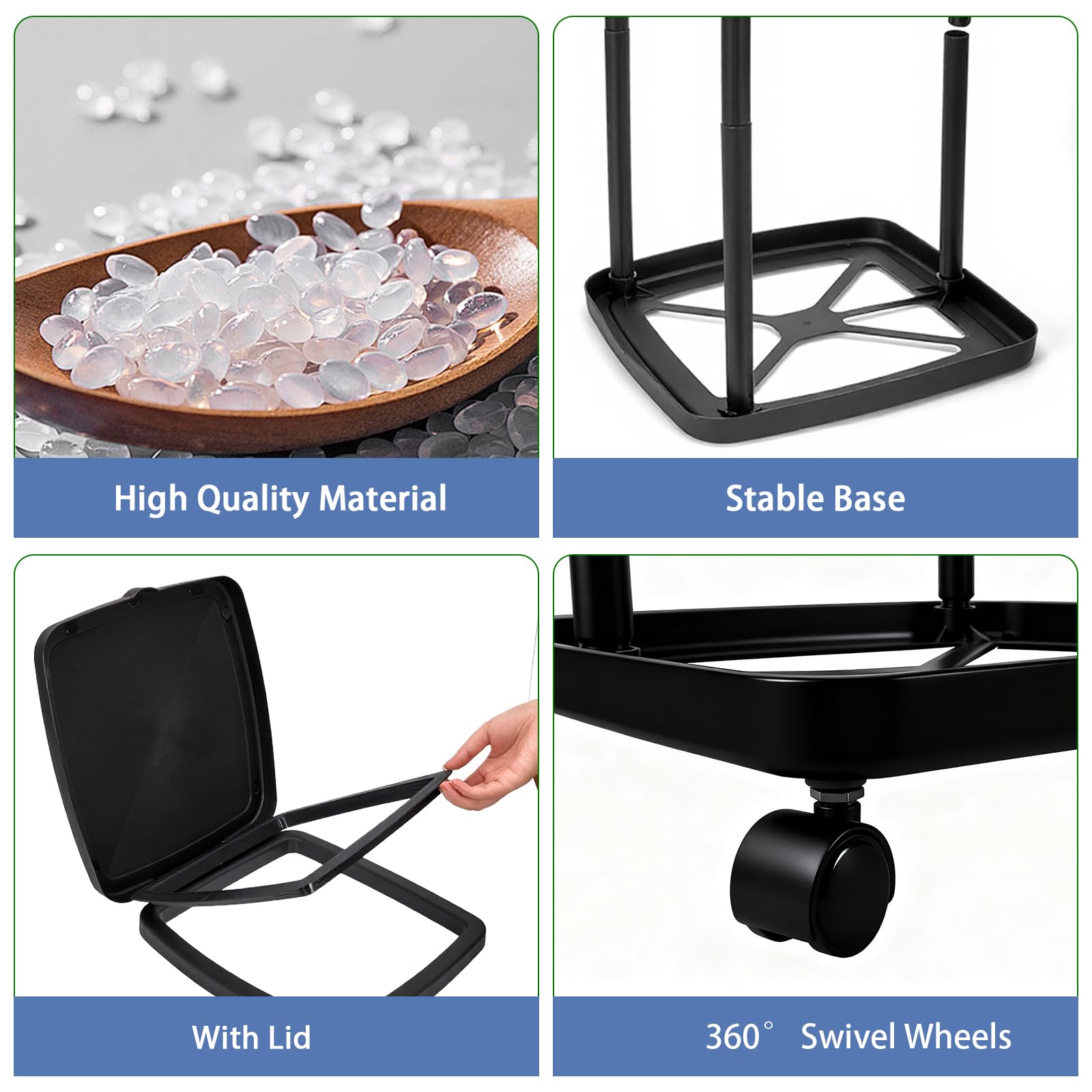 Collapsible Trash Can Camping Portable Garbage Bin Holder Stand with Wheels Plastic Outdoor Trash Can with Lid for Outside Indoor