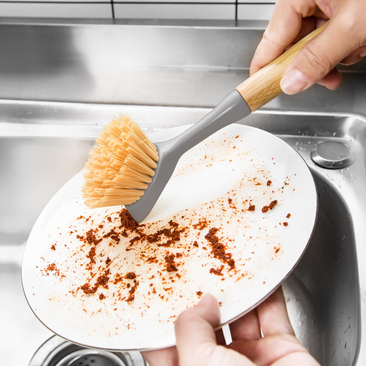 2 Pack Dish Brushes with Bamboo Handle (2 Count)