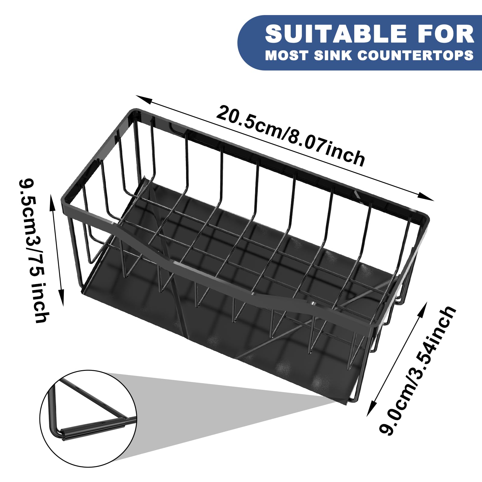 Sponge Holder for Kitchen Sink with Auto Draining Tray