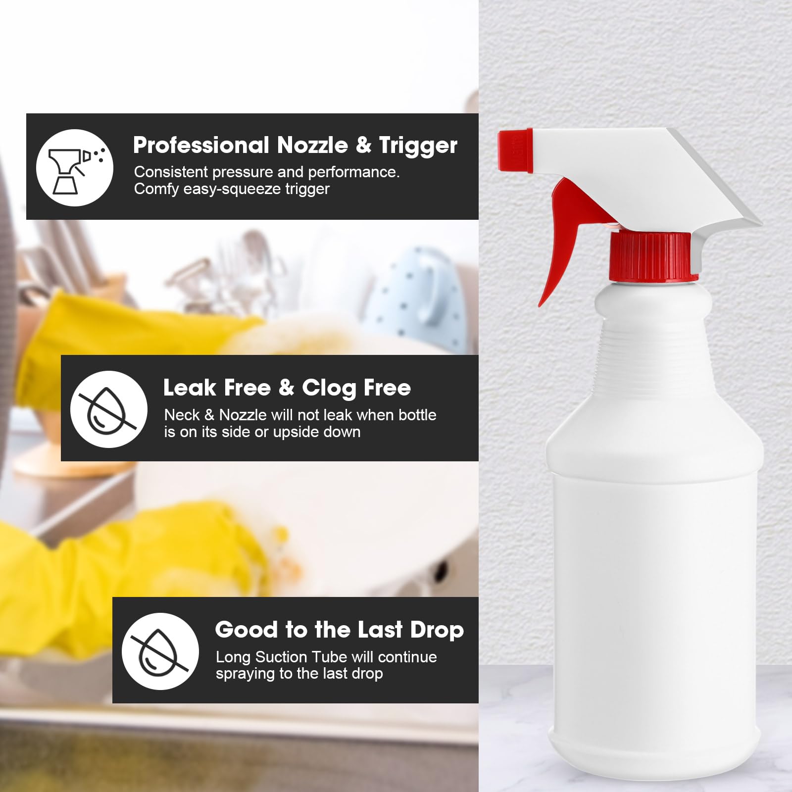 12 Pcs 16 Oz Plastic Spray Bottles (12 Count)