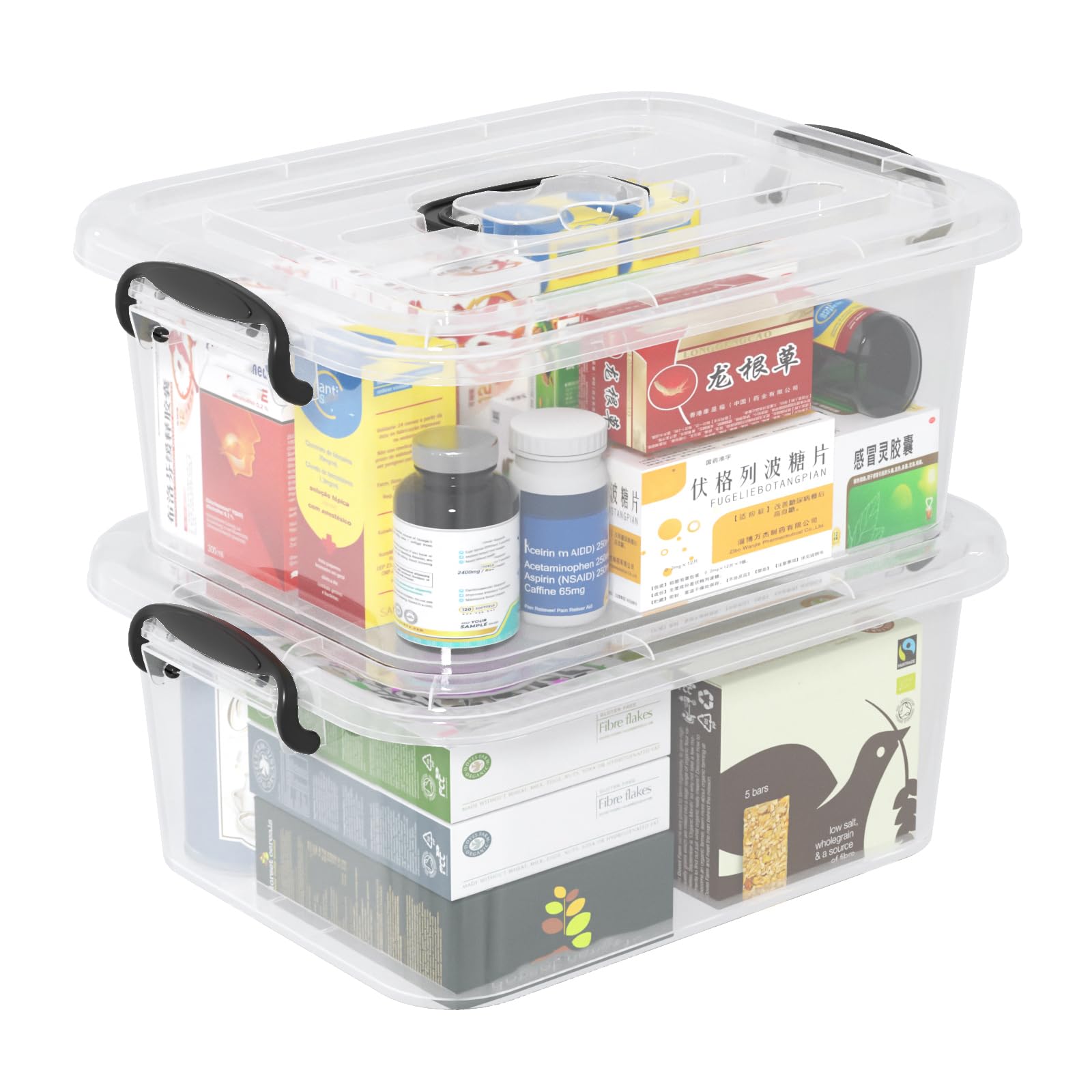 8 Quart Clear Plastic Storage Latching Bin with Handle (2 Count)