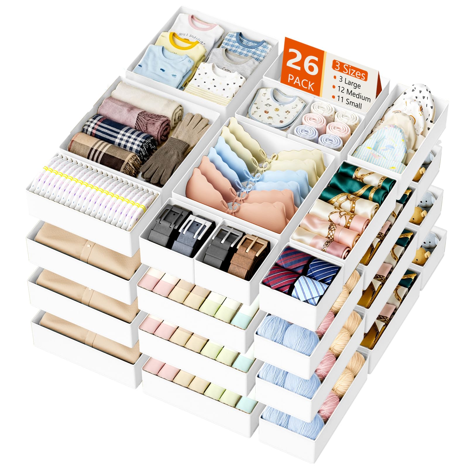 Drawer Organizer Clothes Storage (26 Count)