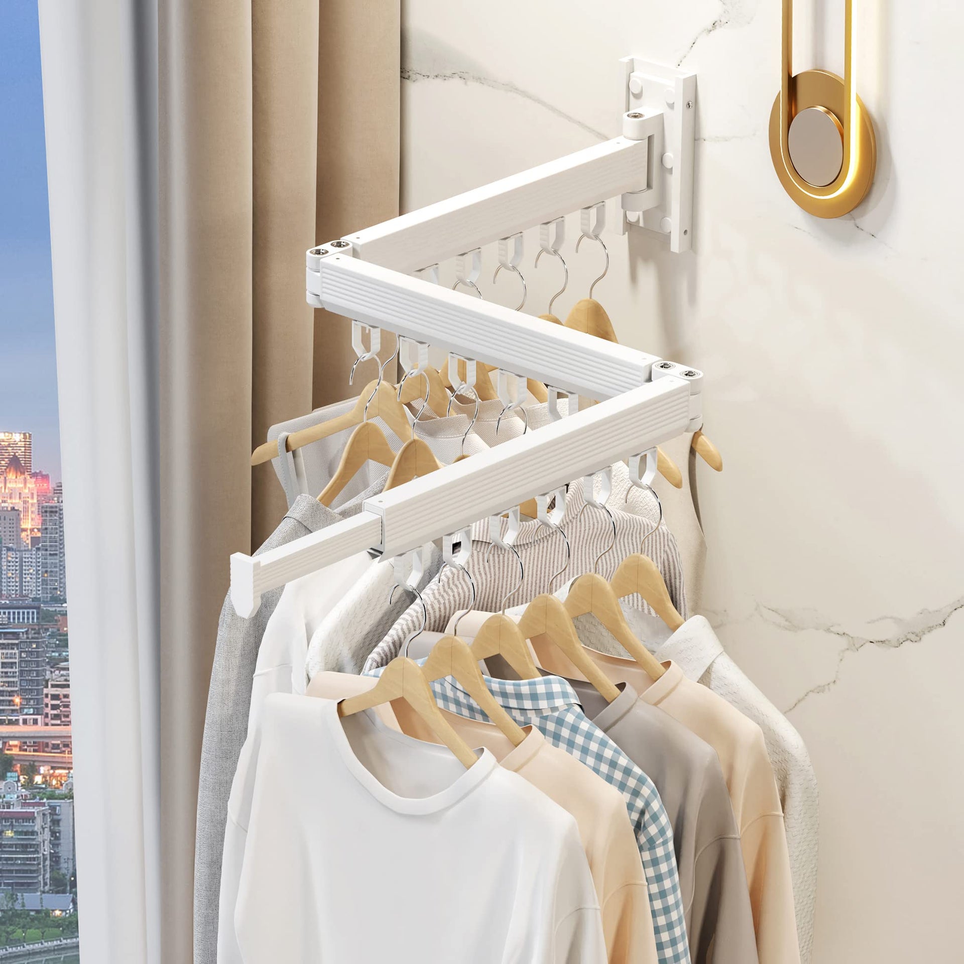 Wall Mounted Foldable Clothes Drying Rack