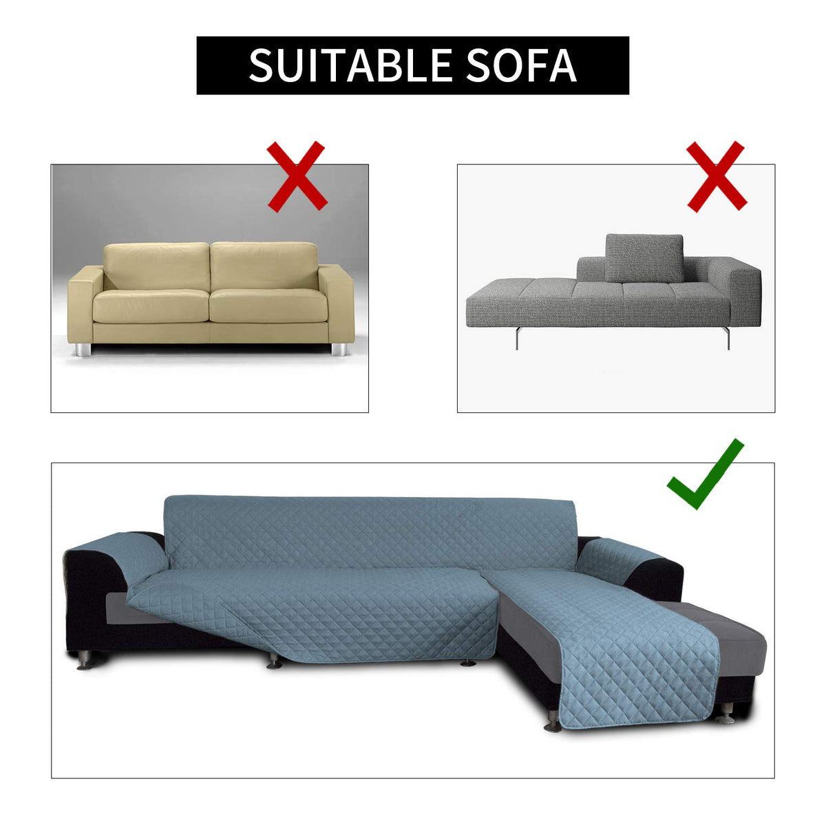 Reversible L Shape Sectional Couch Cover