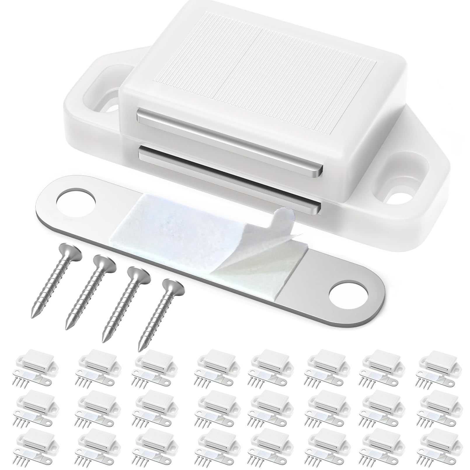Cabinet Magnetic Catch Door Latch 25LB for Kitchen Drawer Magnets to Stay Closed Magnetic Catch Closet for Drawer（White 24 Pack）