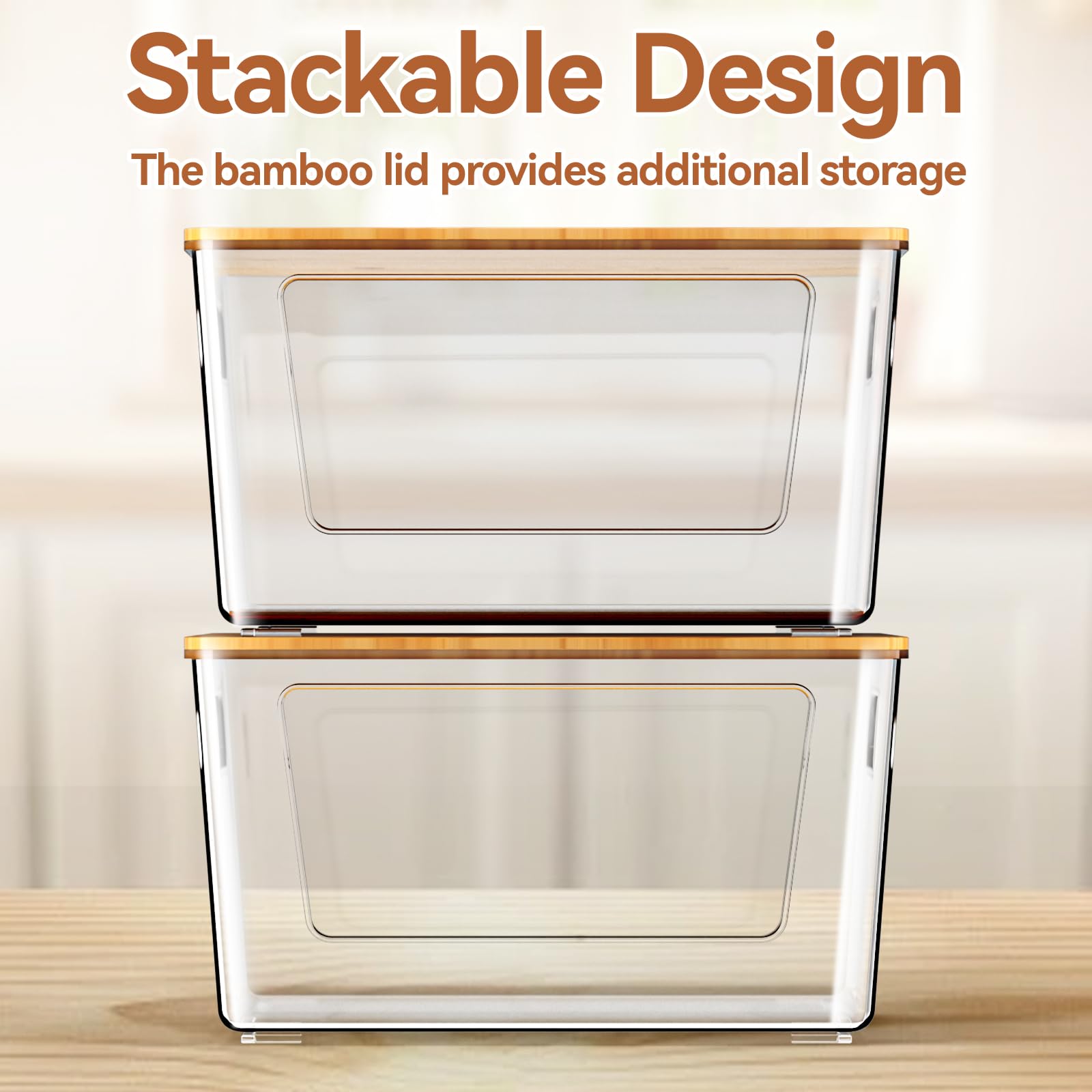 2 Pack Trash Bag Holder with Bamboo Lid Stackable Trashbag Dispenser