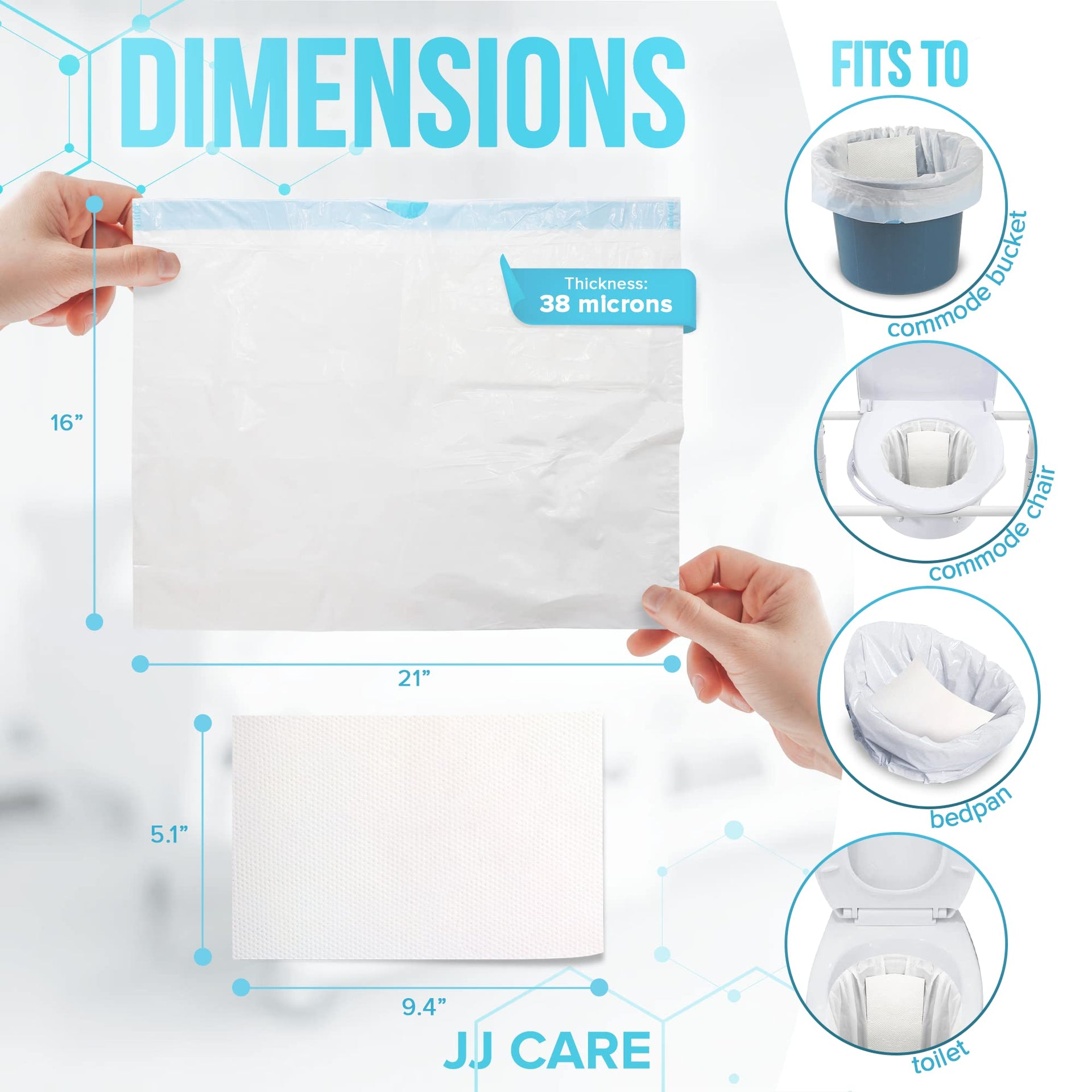 Bedside Commode Liners with Absorbent Pads (90 Count)