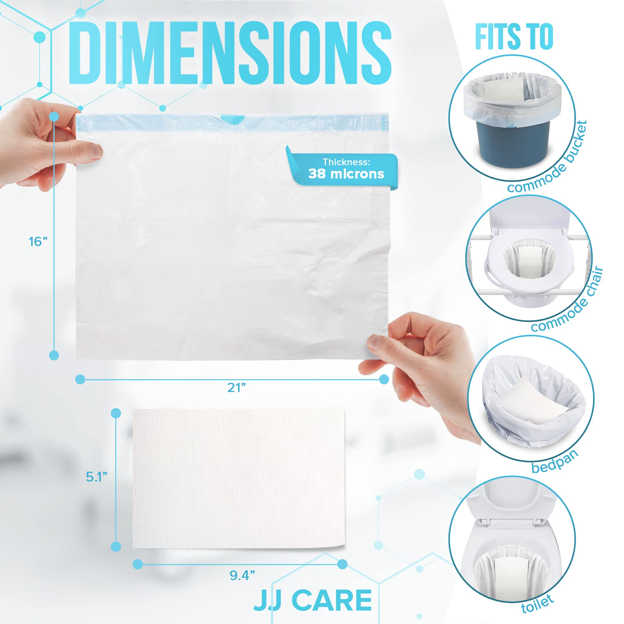 Bedside Commode Liners with Absorbent Pads (90 Count)