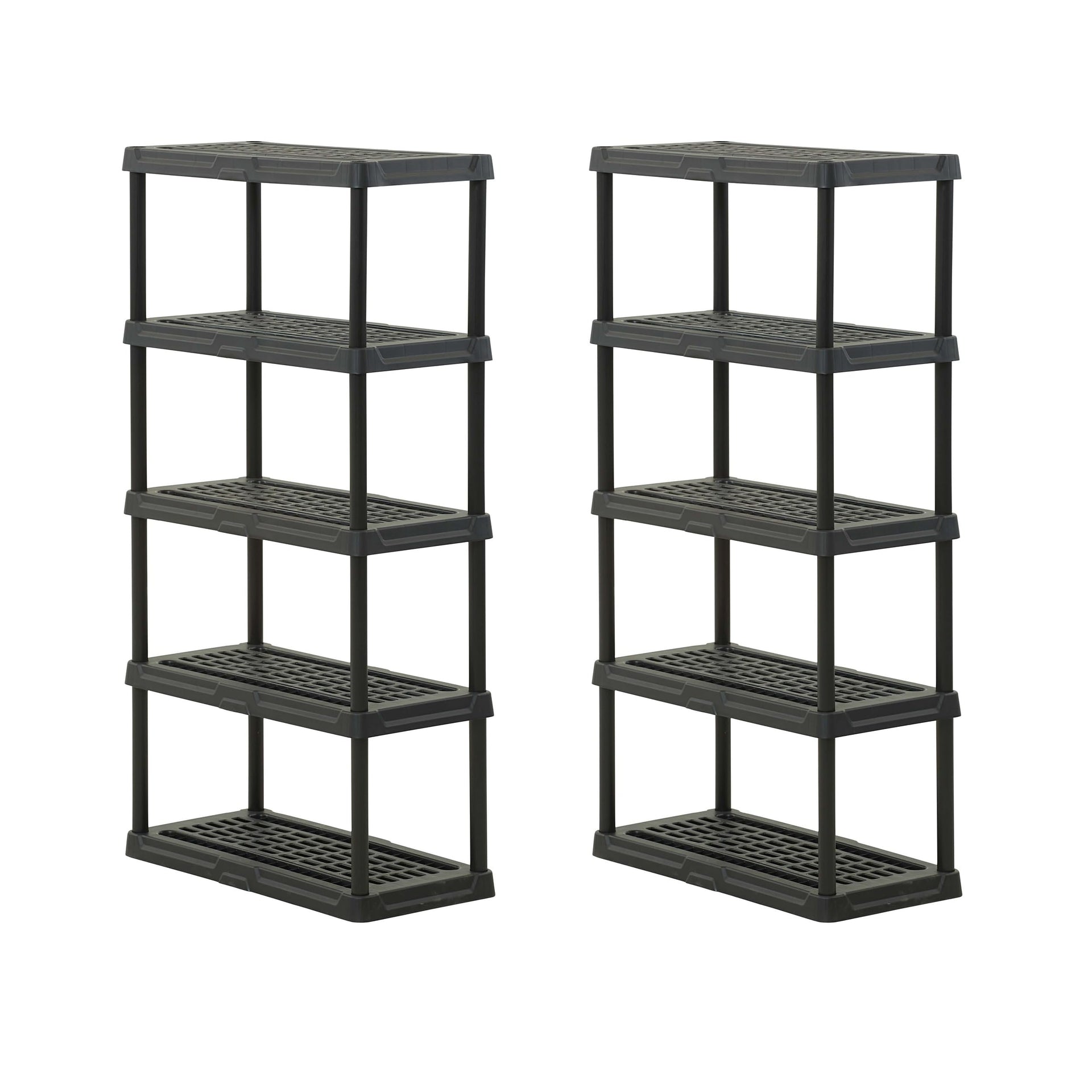 5 Tier Heavy Duty Plastic Storage Shelves for Garage (2 Count)