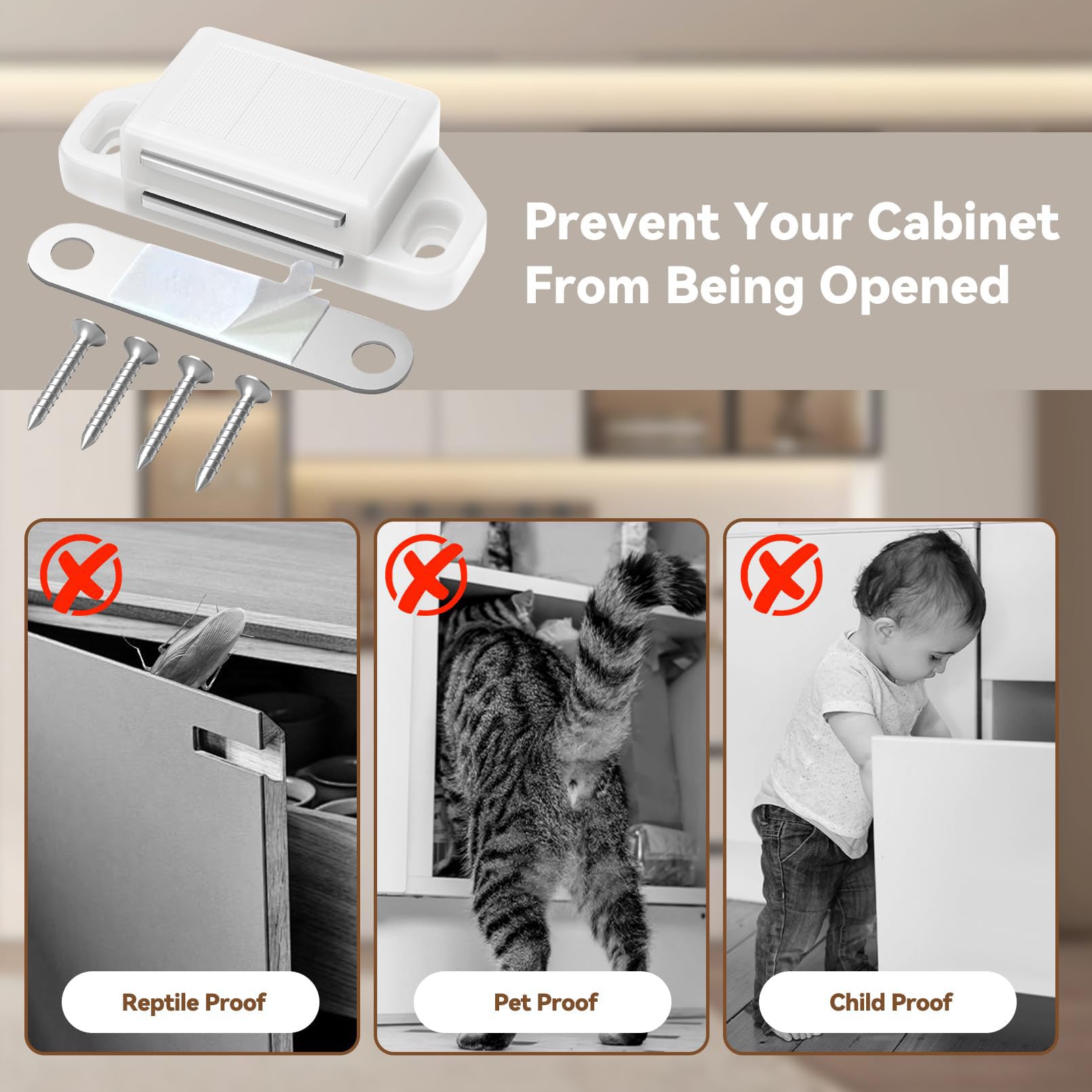 Cabinet Magnetic Catch Door Latch 25LB for Kitchen Drawer Magnets to Stay Closed Magnetic Catch Closet for Drawer（White 24 Pack）