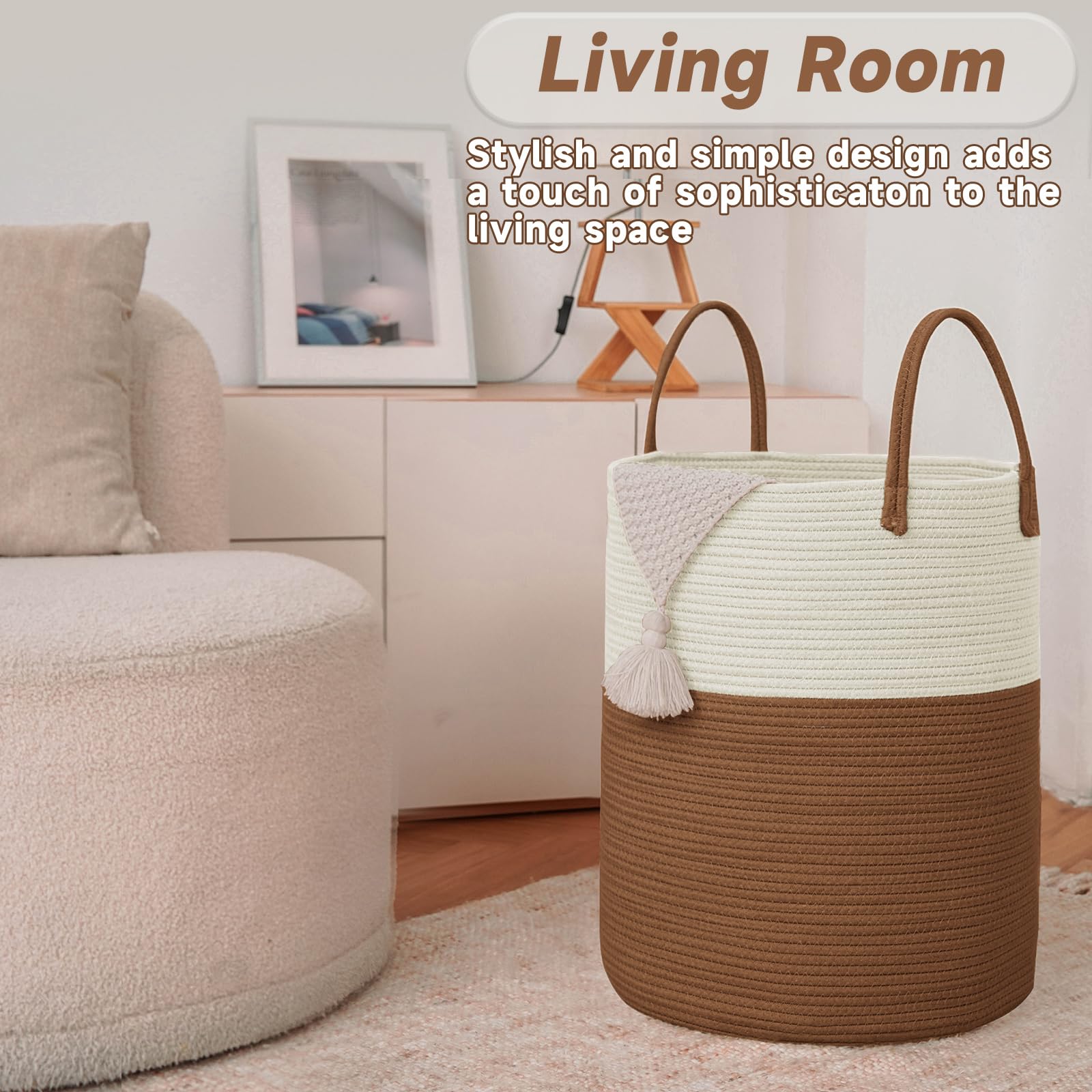 100L Cotton Rope Laundry Basket Hamper