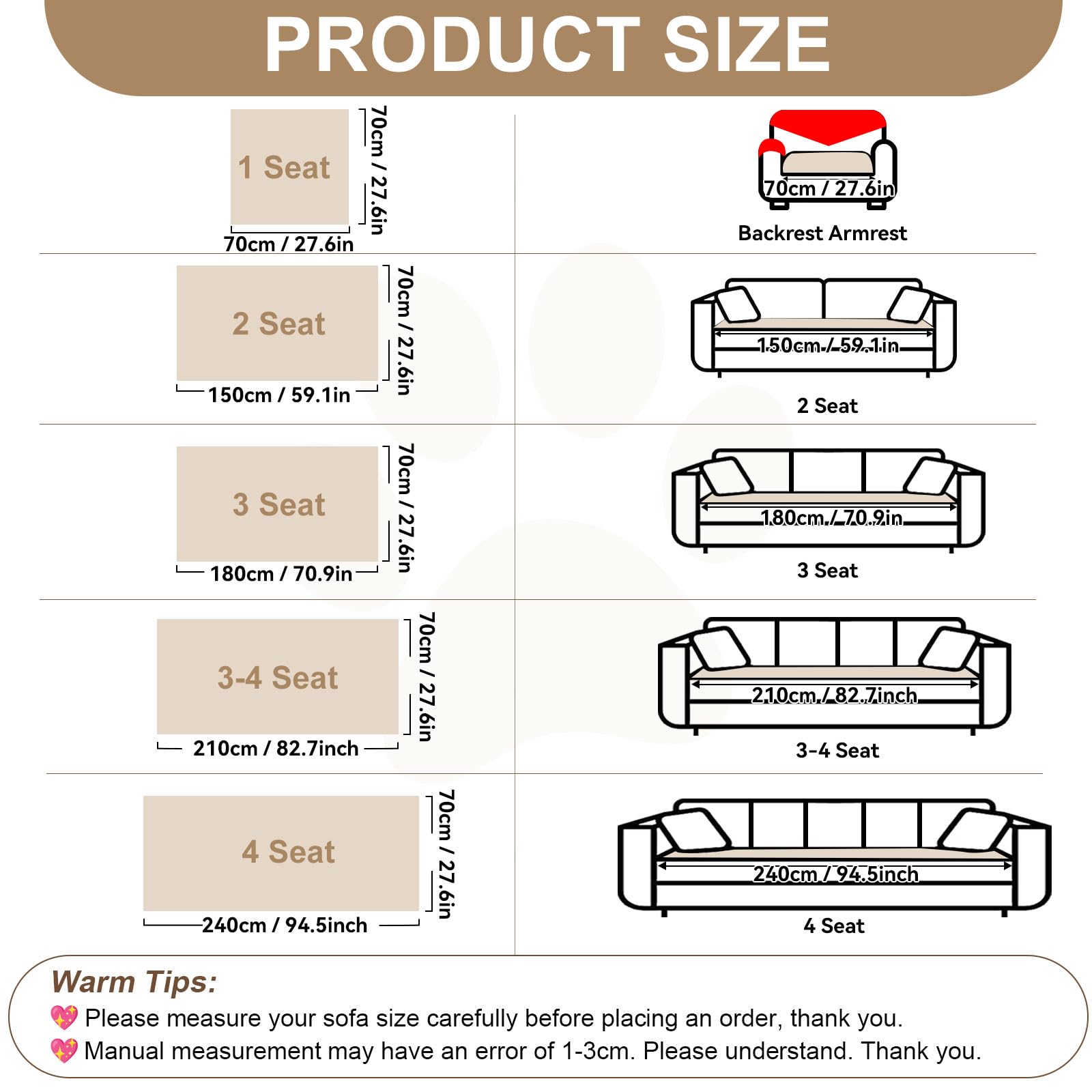 All Seasons Sofa Covers for 3 Cushion Couch Washable (3 Ounce)