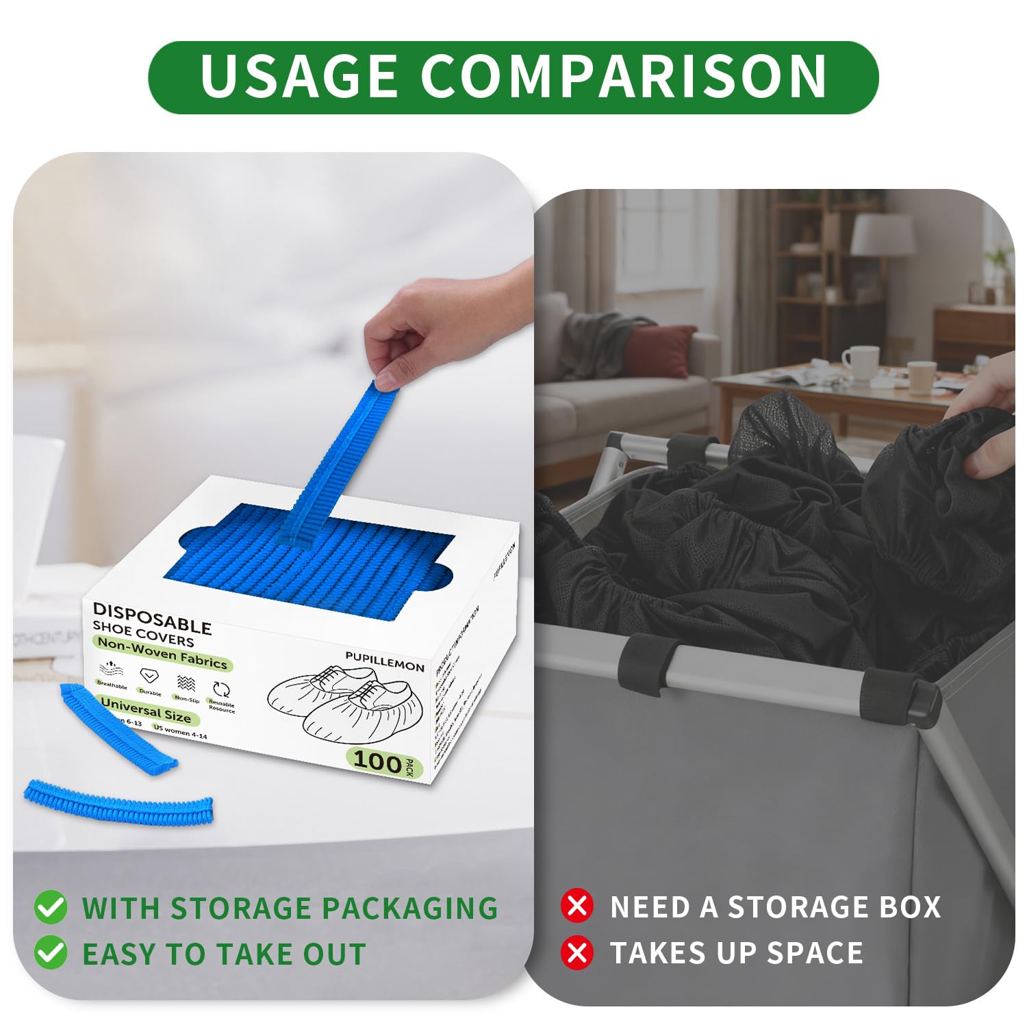 50/100/200 Pack Non-Woven Shoe Covers Disposable for Indoors
