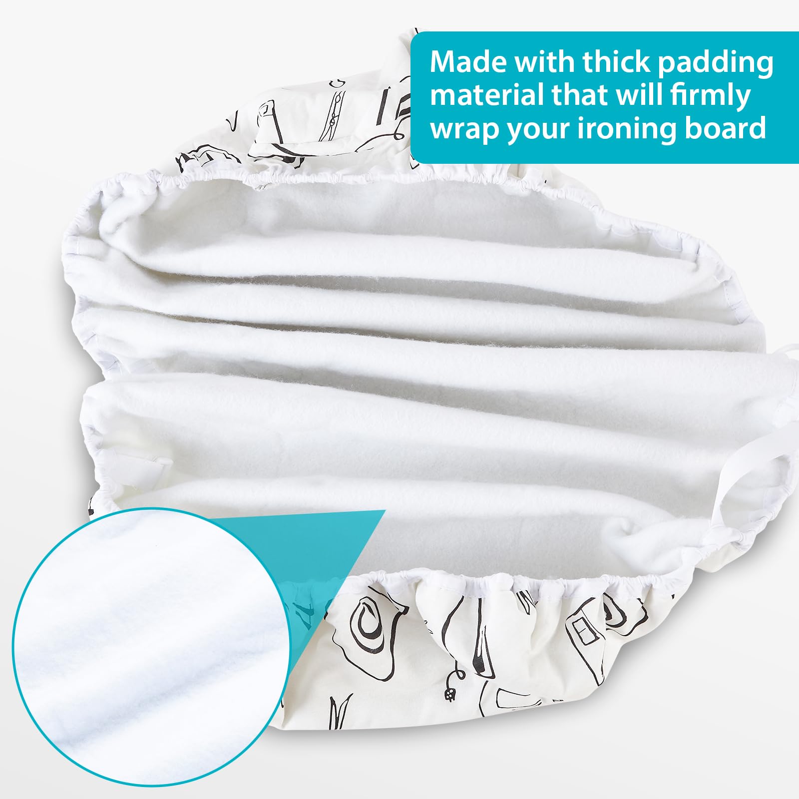 Extra Wide Ironing Board Cover and Pad 18 x 54 inch Heat Reflective with Hook and Loop Fasteners