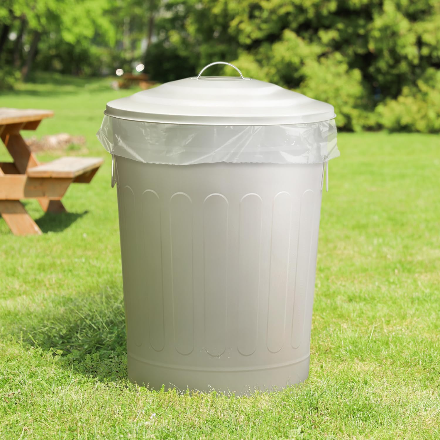 13 Gallon Metal Trash Can with Lid Outdoor Vintage Trash Can Steel Retro Garbage Can for Kitchen Farmhouse Rustic Bird Seed Storage Pet Food Cute Bucket