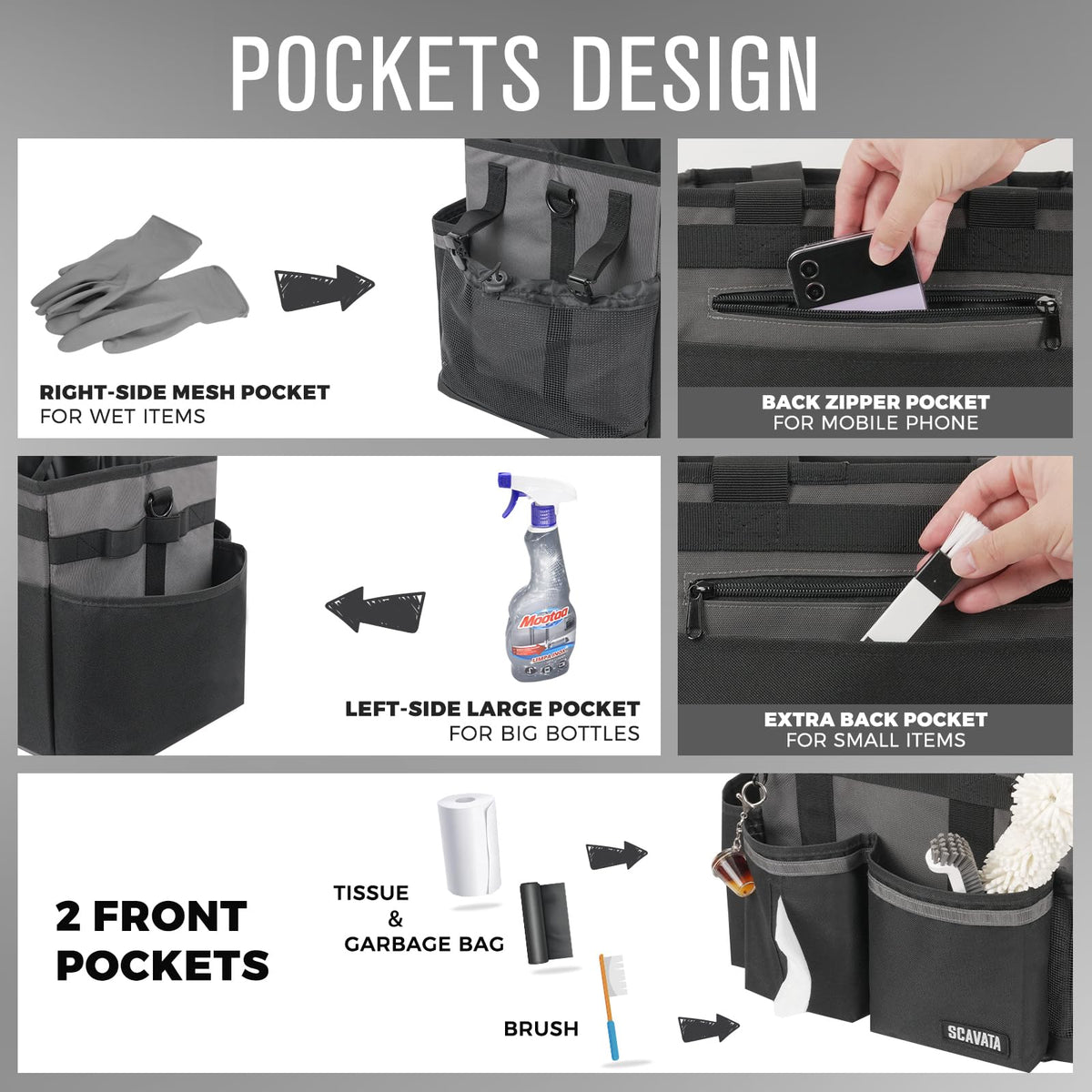 Compact Wearable Cleaning Caddy with Handle & Shoulder Straps