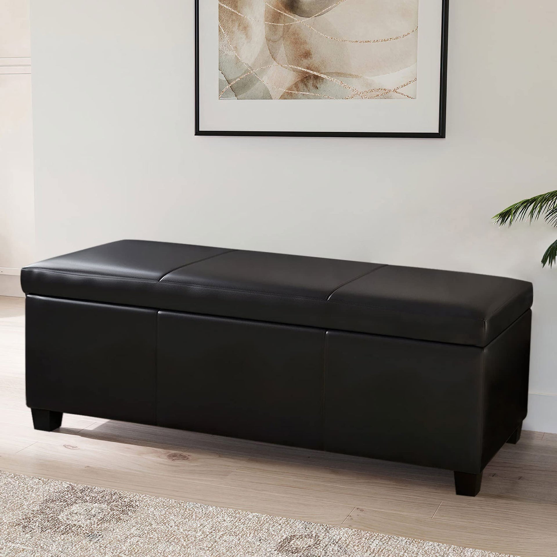 Storage Faux Leather Ottoman