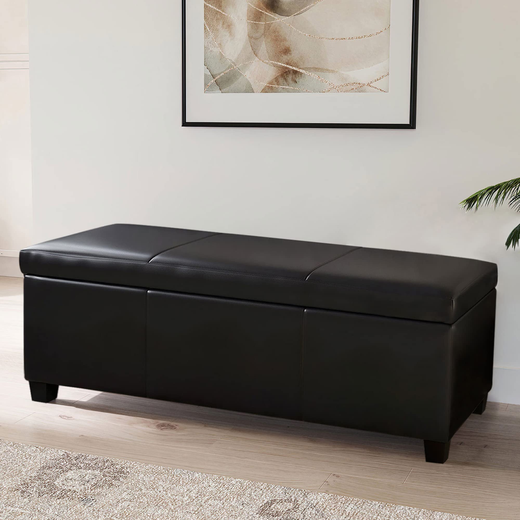 Storage Faux Leather Ottoman