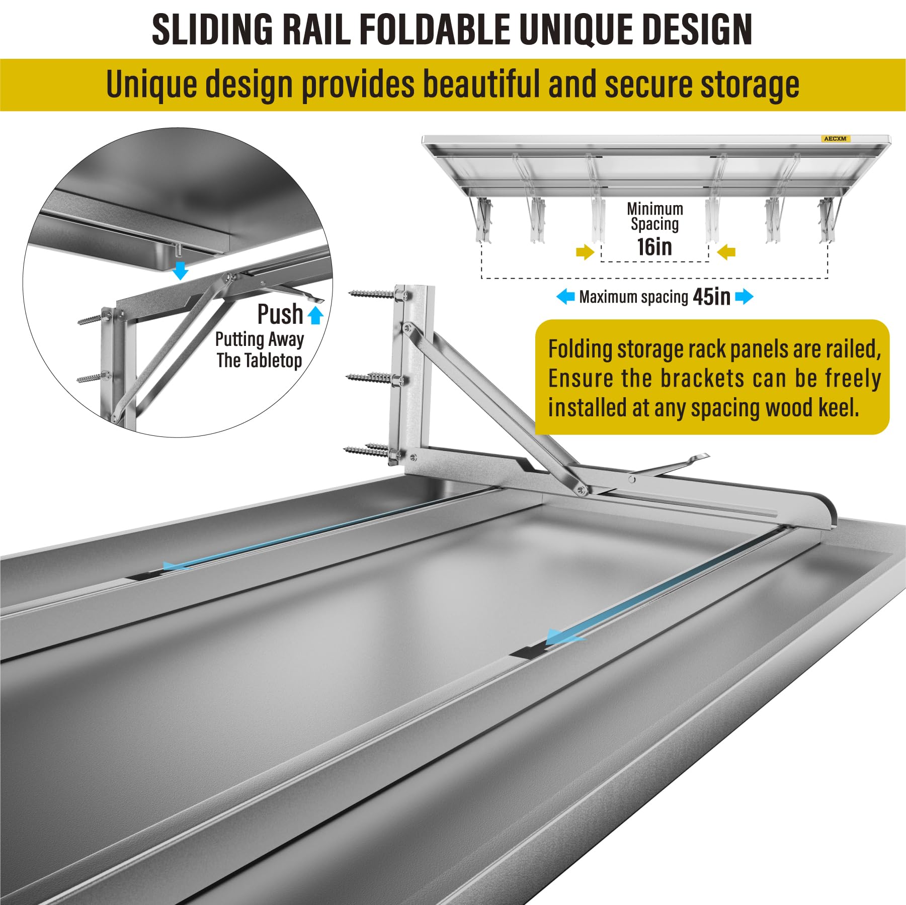1.3x4ft Adjustable Rail Type Folding Storage Rack Shelf