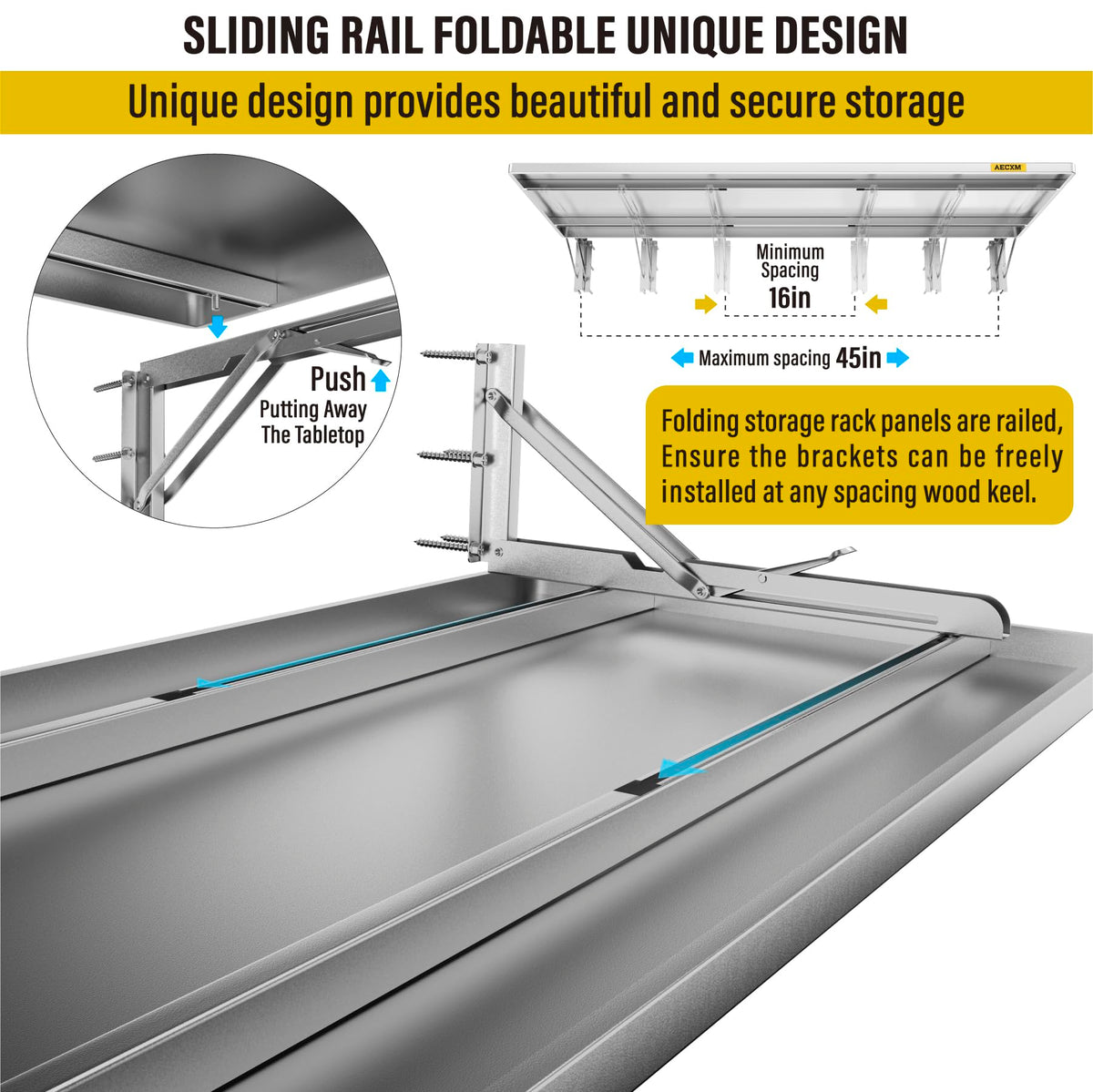 1.3x4ft Adjustable Rail Type Folding Storage Rack Shelf