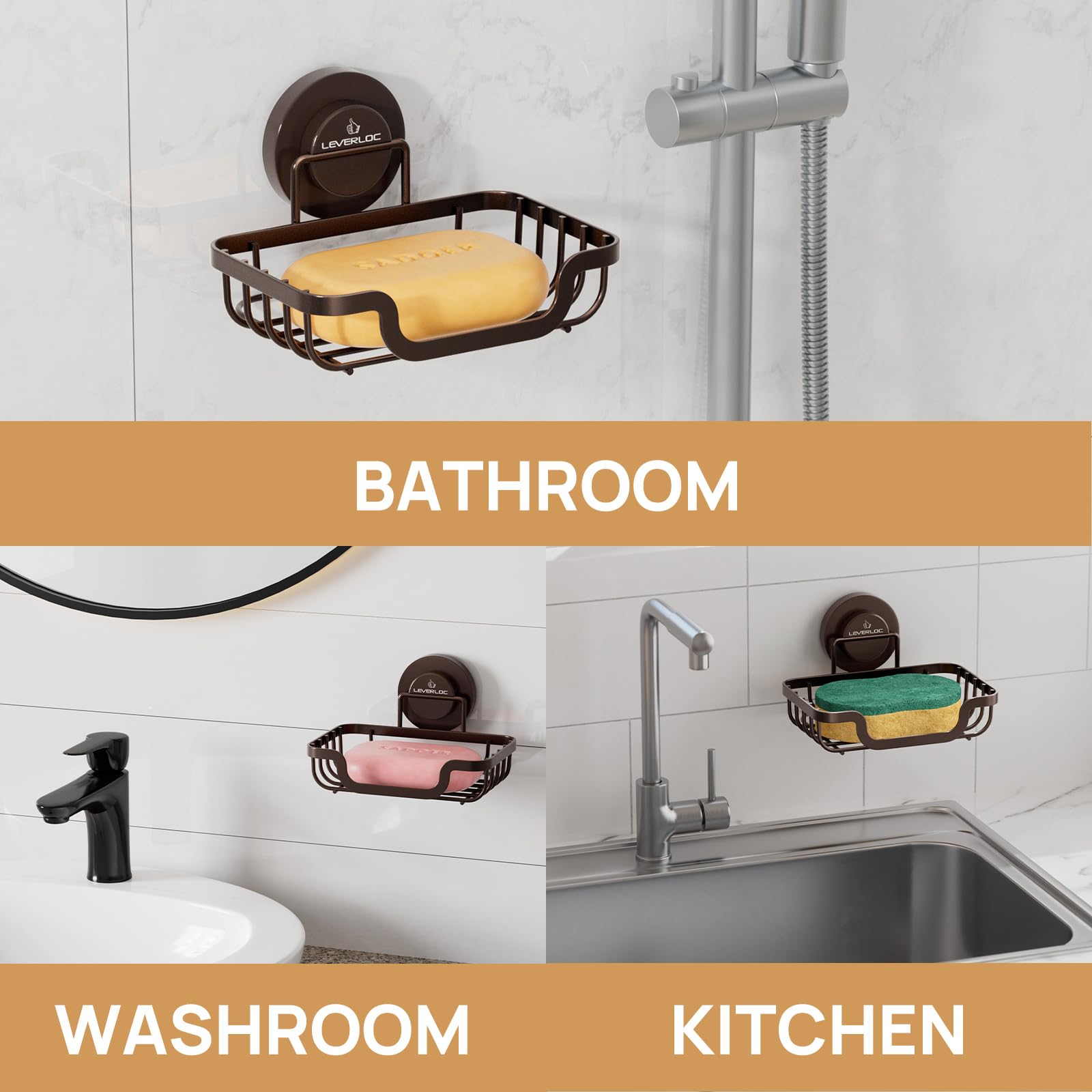Soap Dish Soap Bar Holder for Shower Suction Cup Wall Mounted
