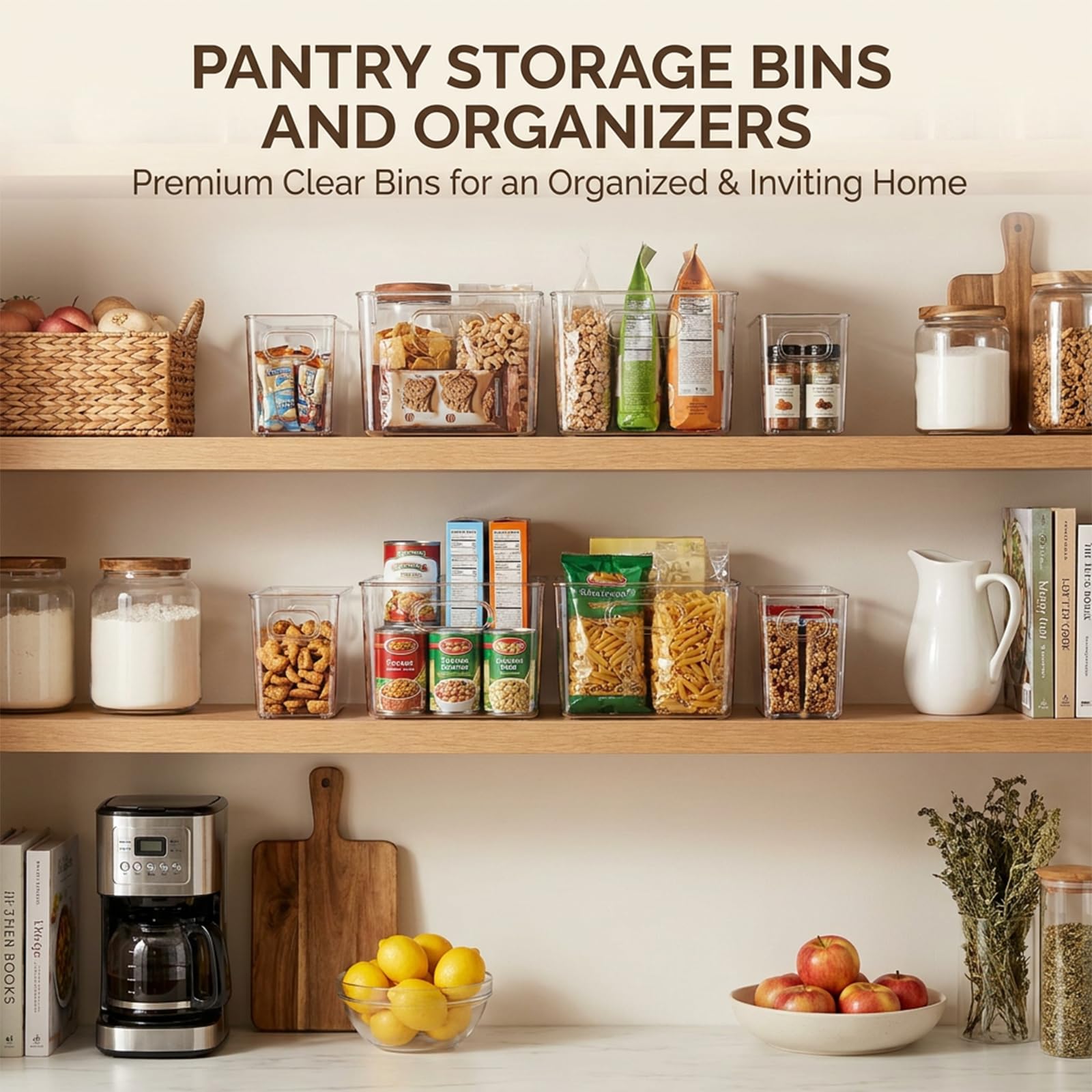 8 Pack Clear Plastic Storage Organizer Bins