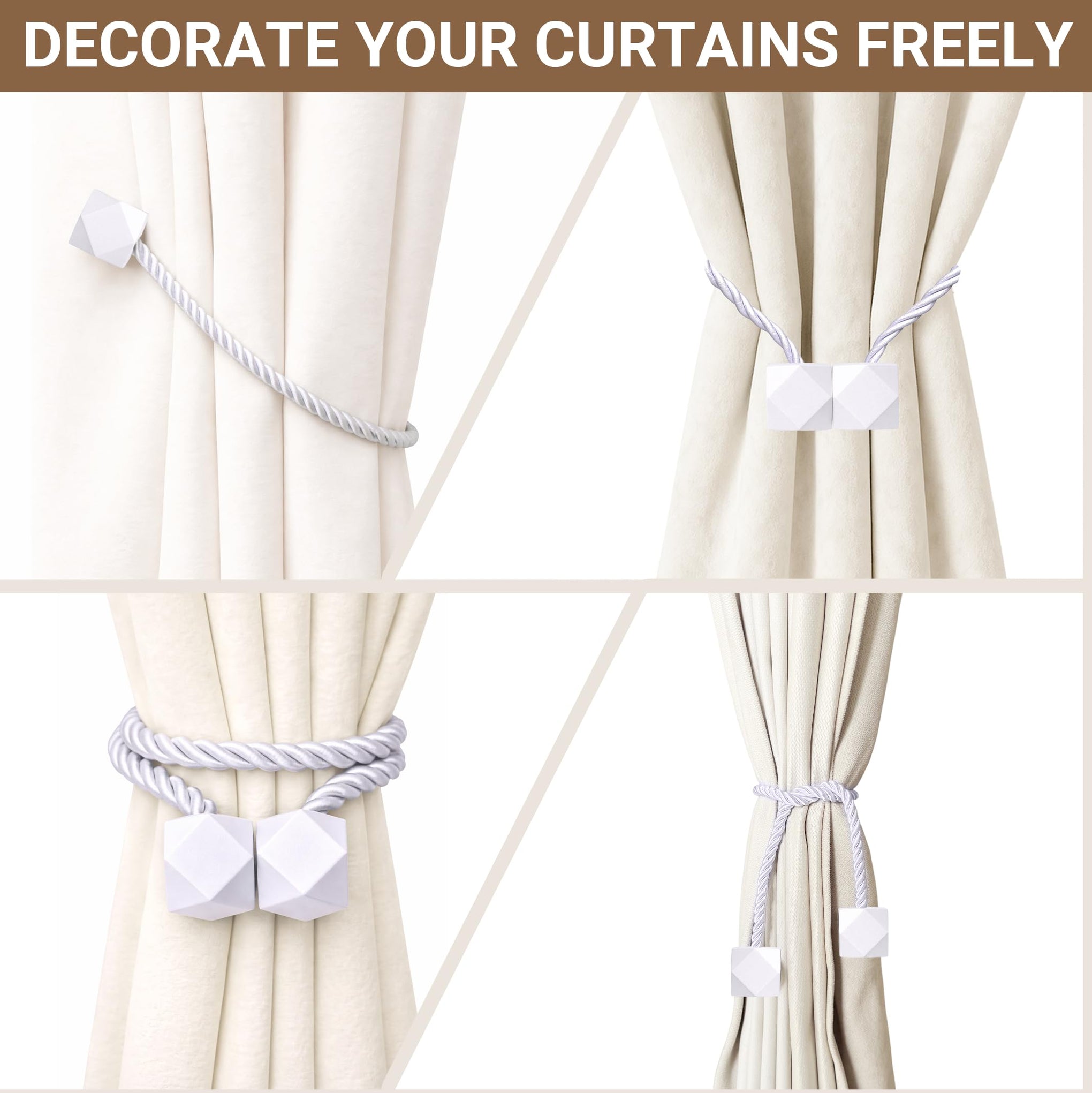 Magnetic Curtain Tiebacks White 2pcs