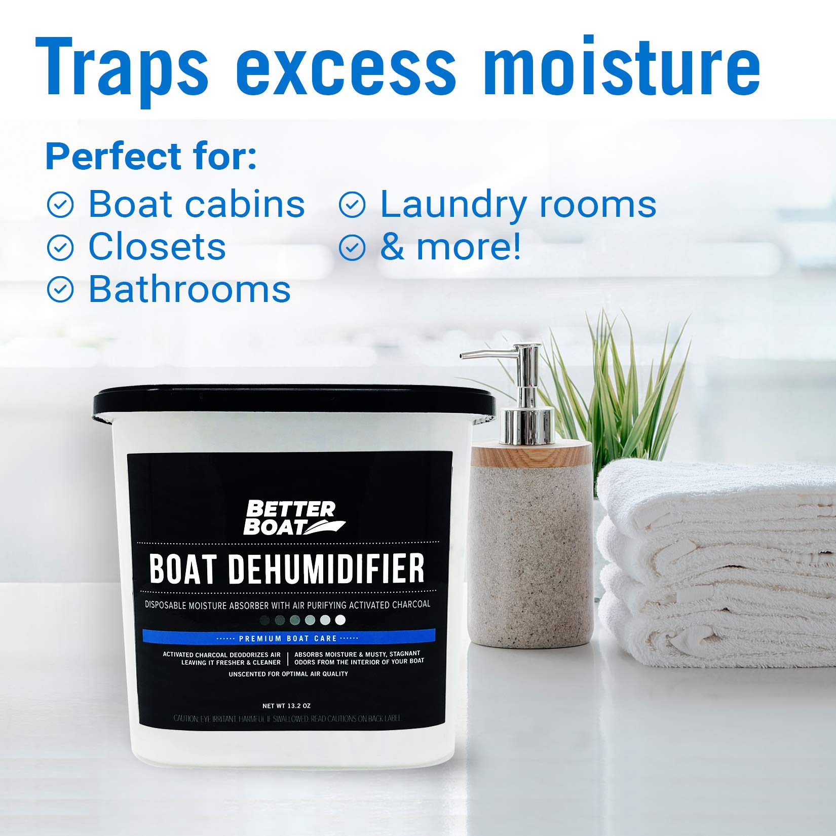 Moisture Absorber 2 Pack with Activated Charcoal Dehumidifier Bucket (26.4 Ounce)