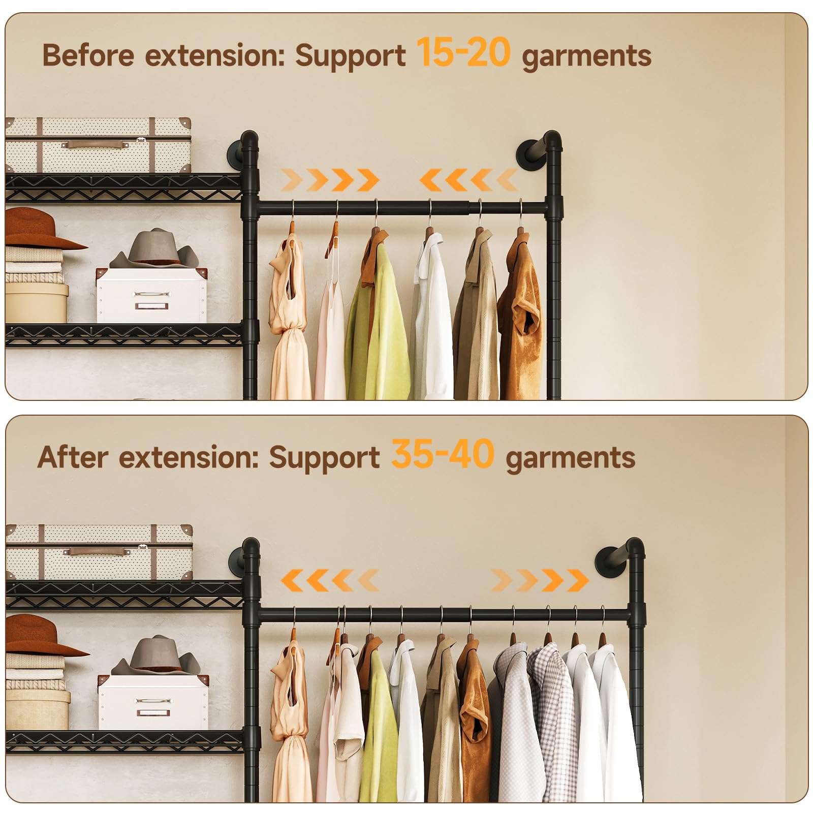 L4 Wall Mounted Heavy Duty Corner Industrial Pipe Clothing Rack