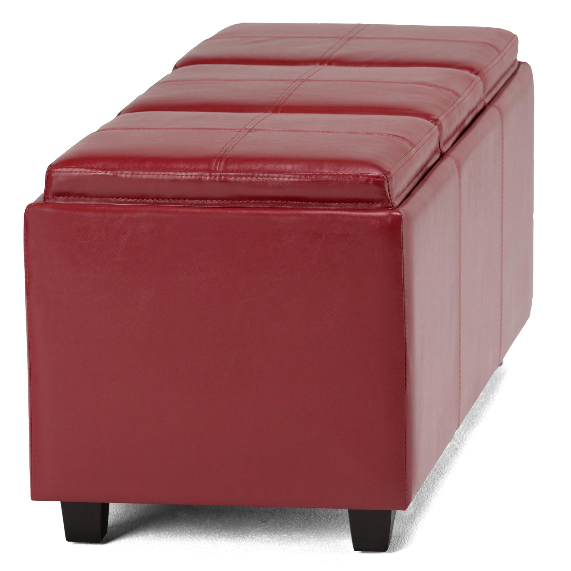 Avalon 48" Wide Vegan Leather Storage Ottoman in Grey Brown