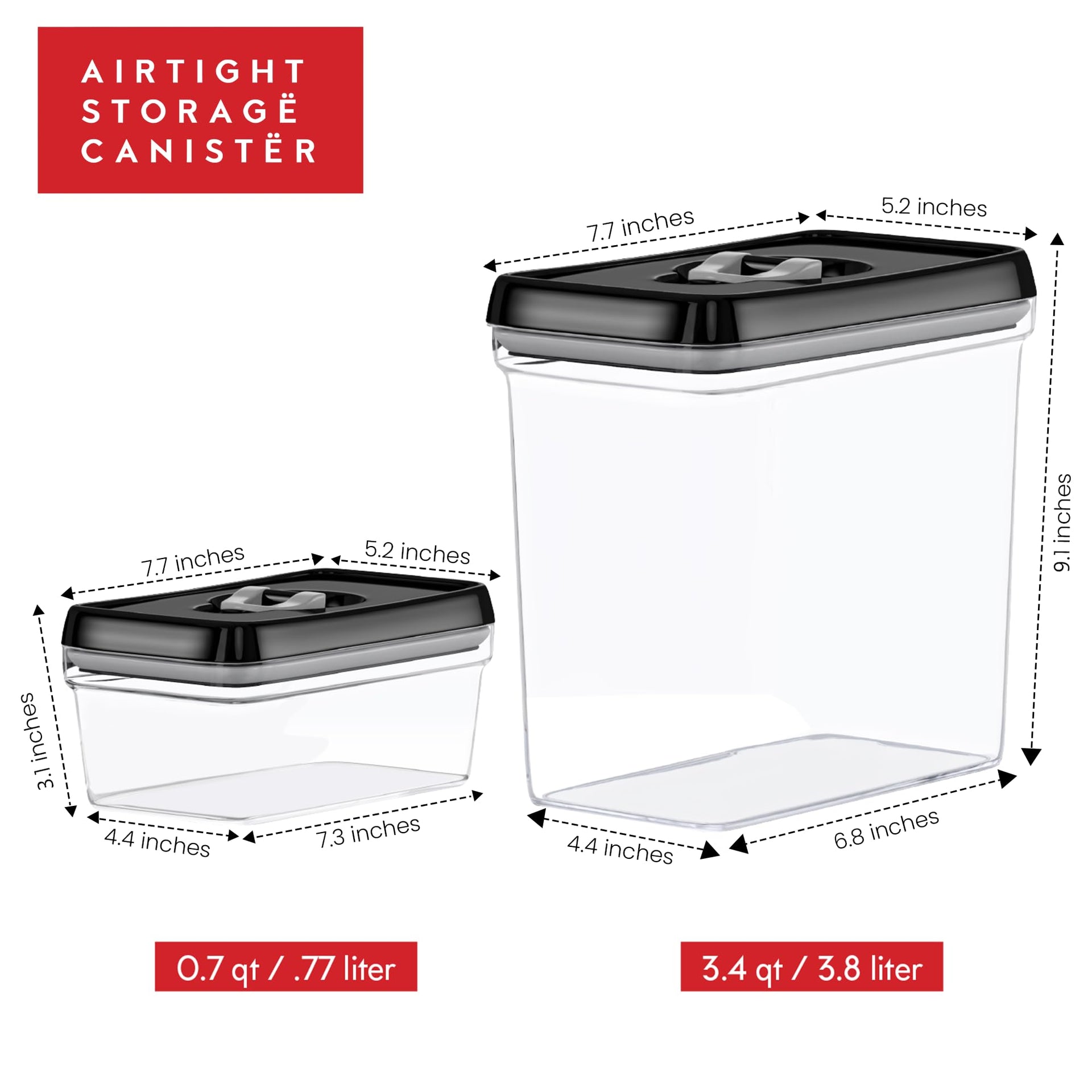 Large Airtight Food Storage Containers (4 Count)