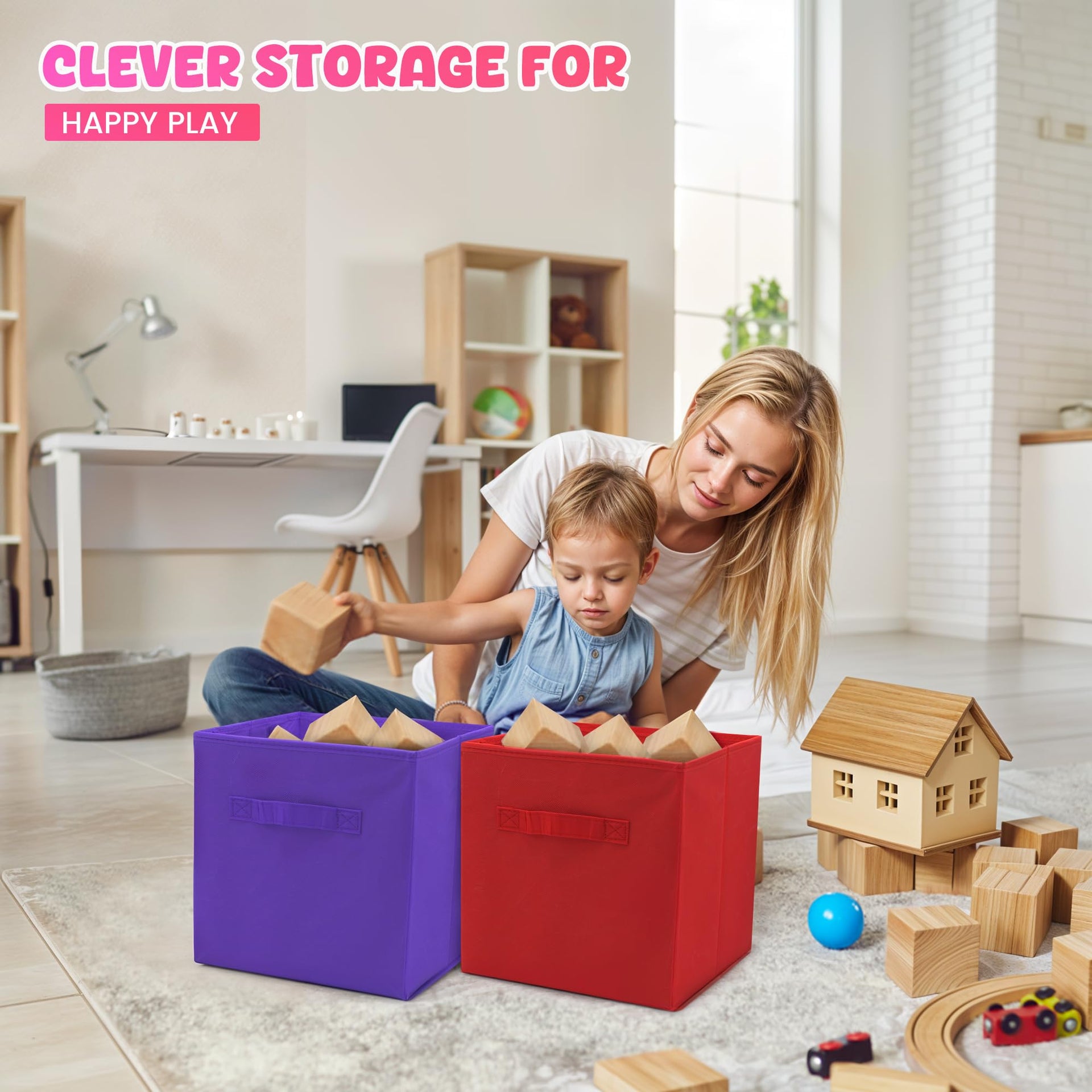 6 Packs 11 Inch Rainbow Color Storage Cube Bins (6 Count)