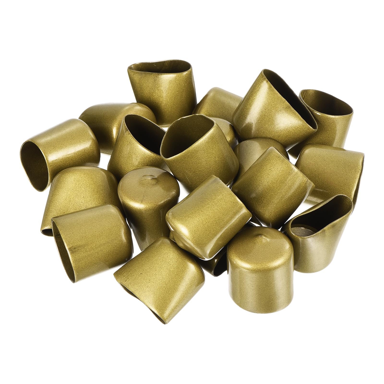 20pcs Rubber End Caps 30mm ID Vinyl Round Tube Bolt Cap Cover Thread Protectors Gold