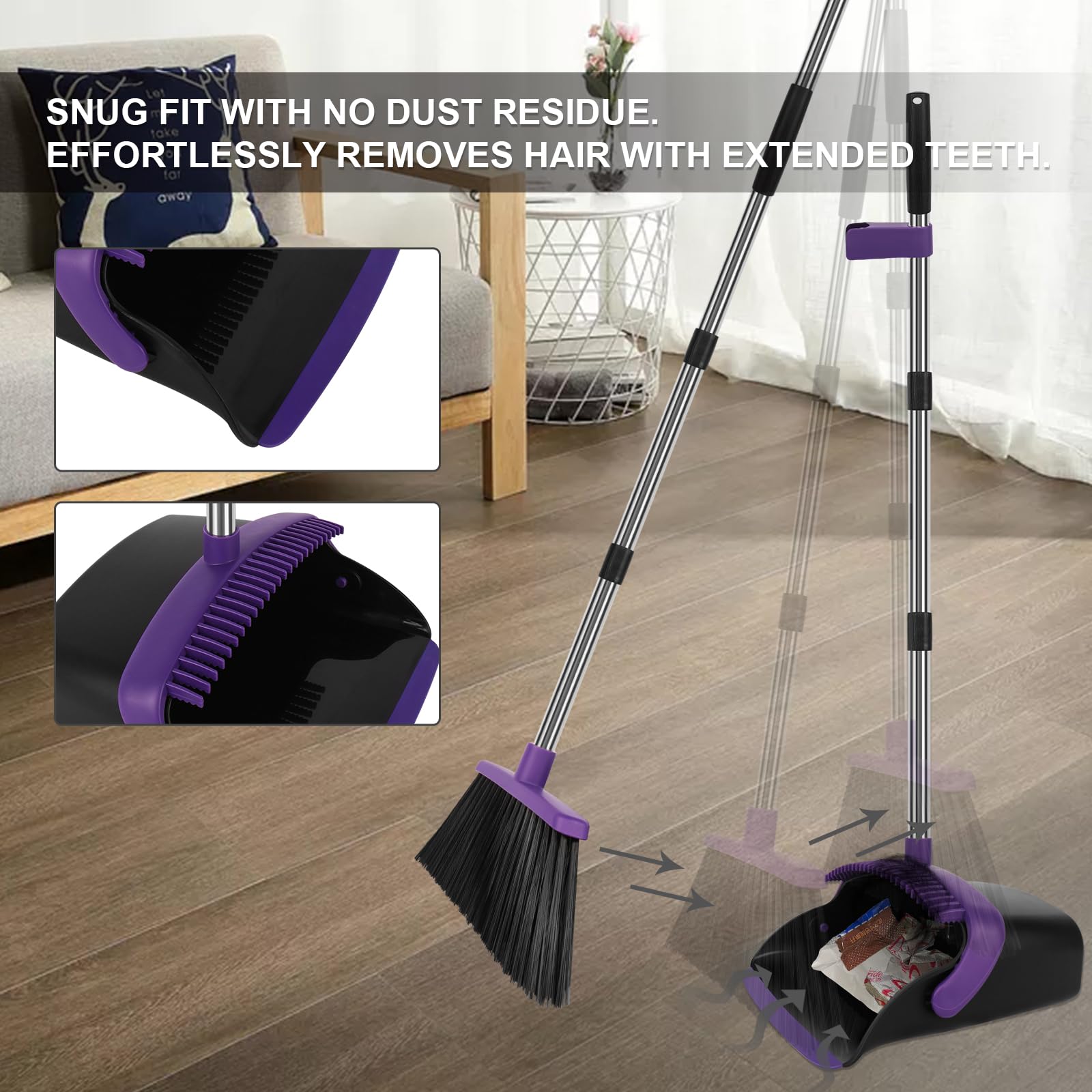 Purple Broom and Dustpan Combo Set