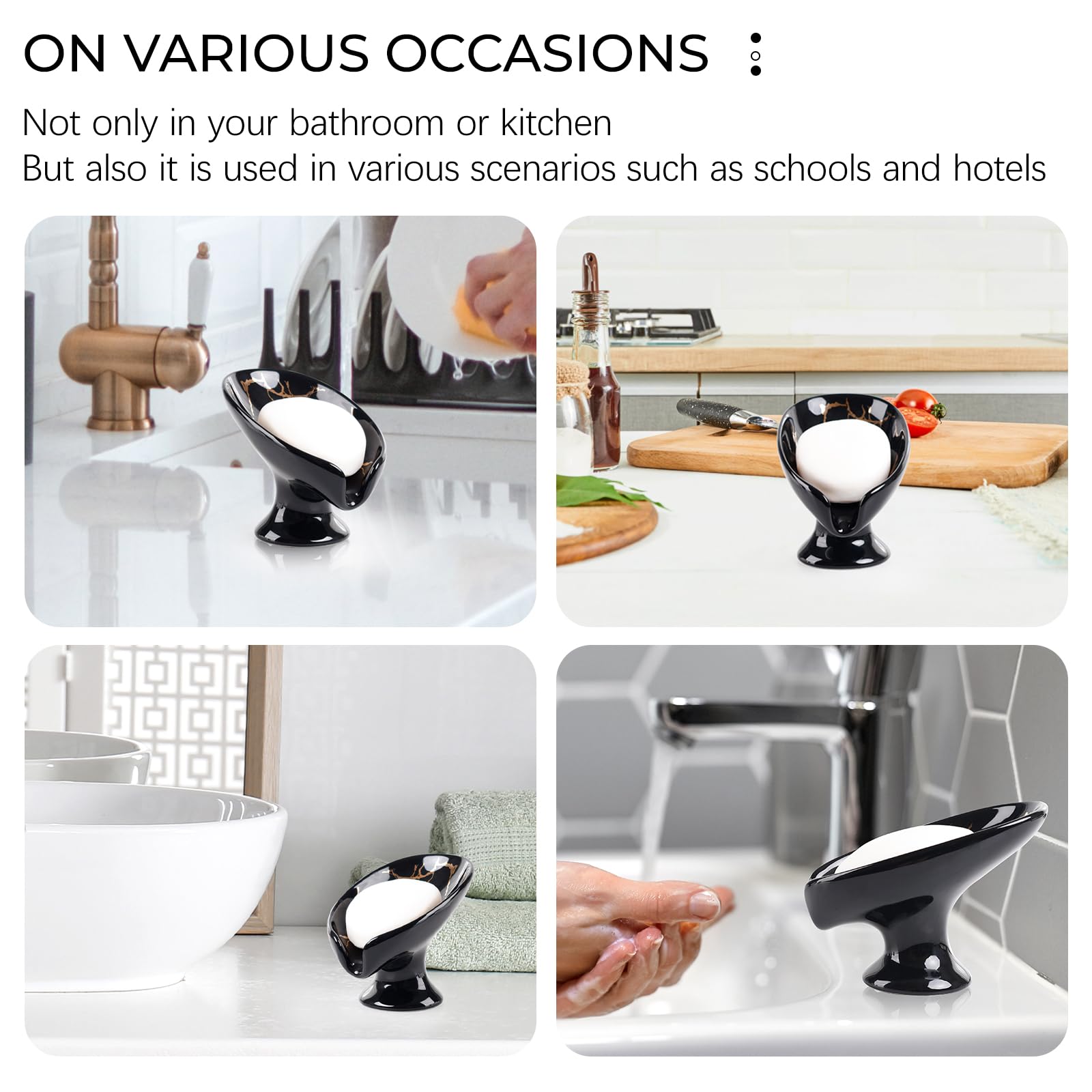 Soap Dish Ceramic Soap Holder Self Draining Leaf Shape Bar Soap Holder