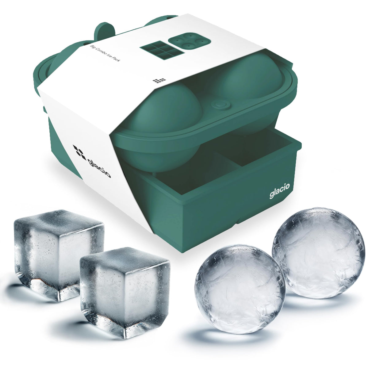 Ball Ice Cube Tray and Big Cube Molds for Whiskey (2 Count)