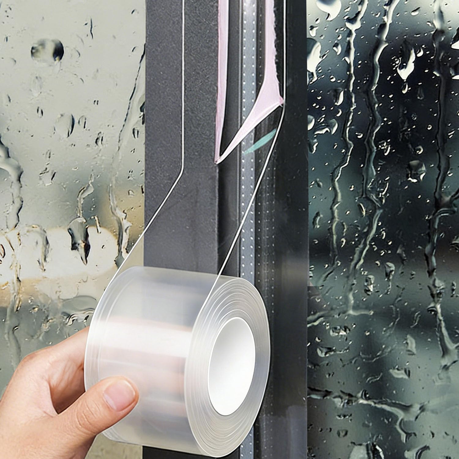 Window Sealing Tape 2 Inch x 33 FT Transparent Window Draft Insulation Residue