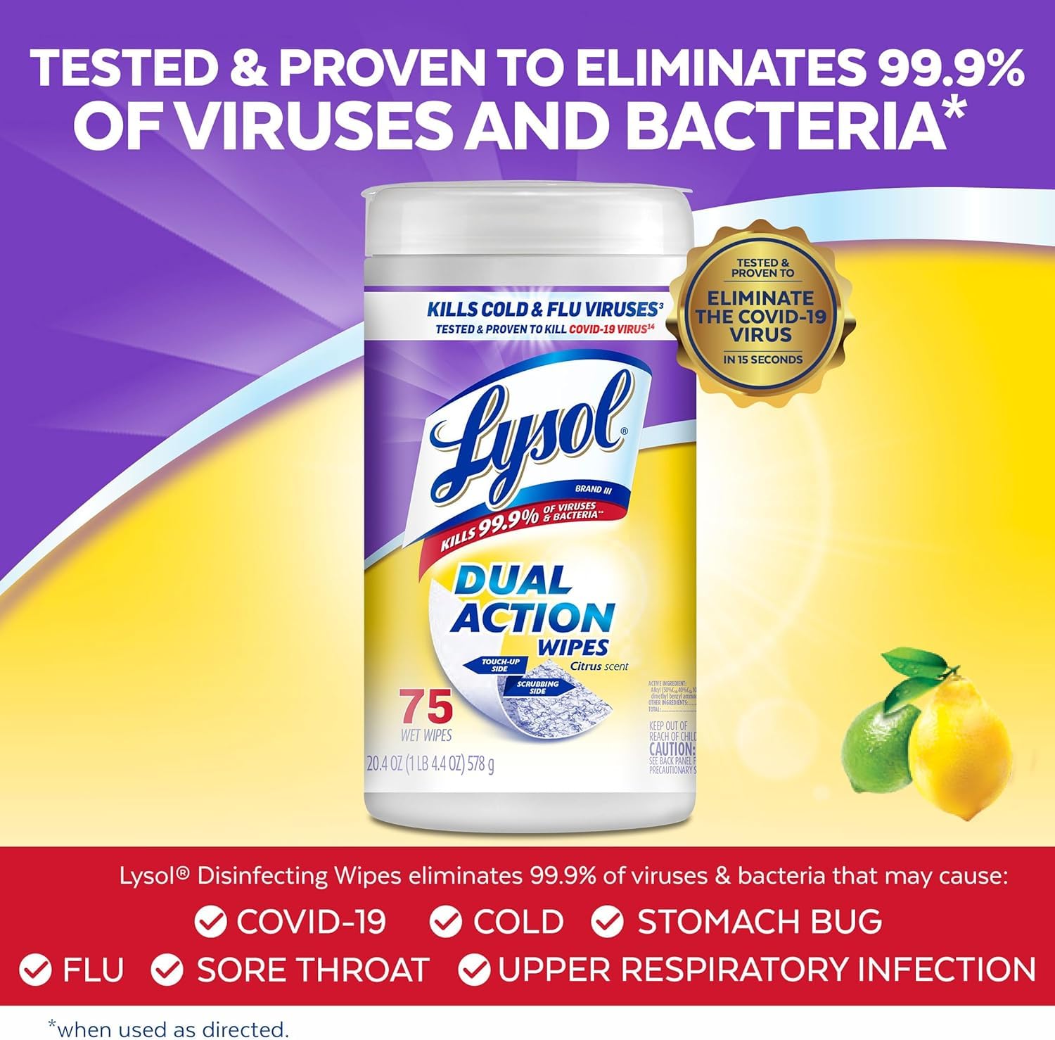 Dual Action Disinfectant Wipes (300 Count)