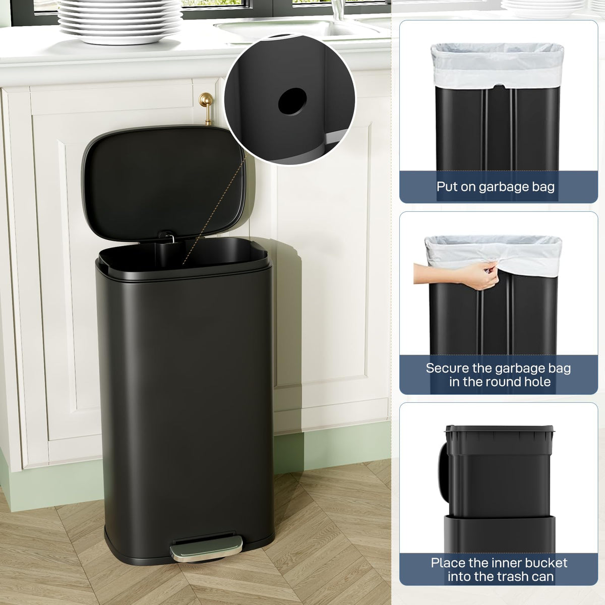 13.2 Gal Step Kitchen Trash Can