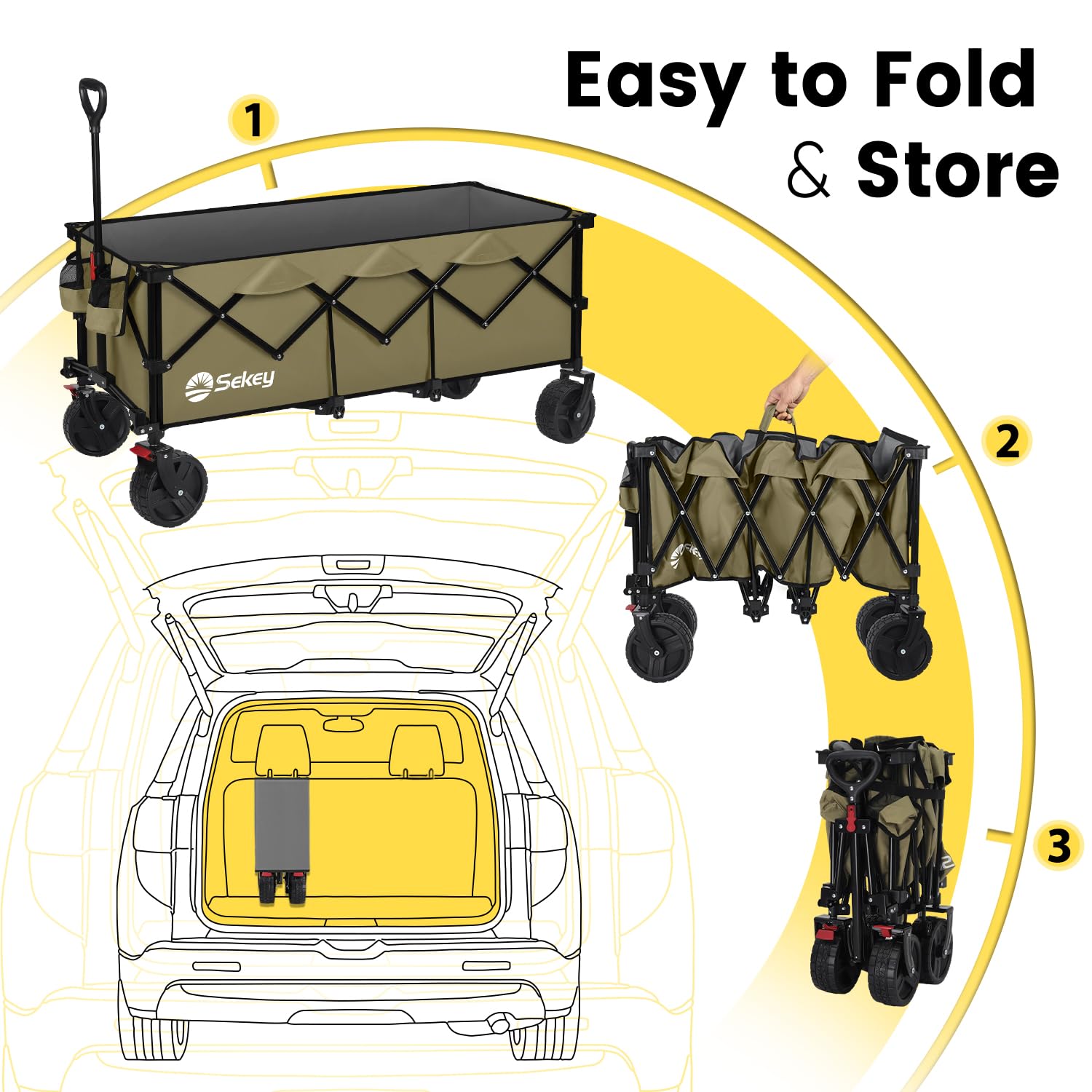 48''L Collapsible Foldable Extended Wagon with 660lbs Weight Capacity